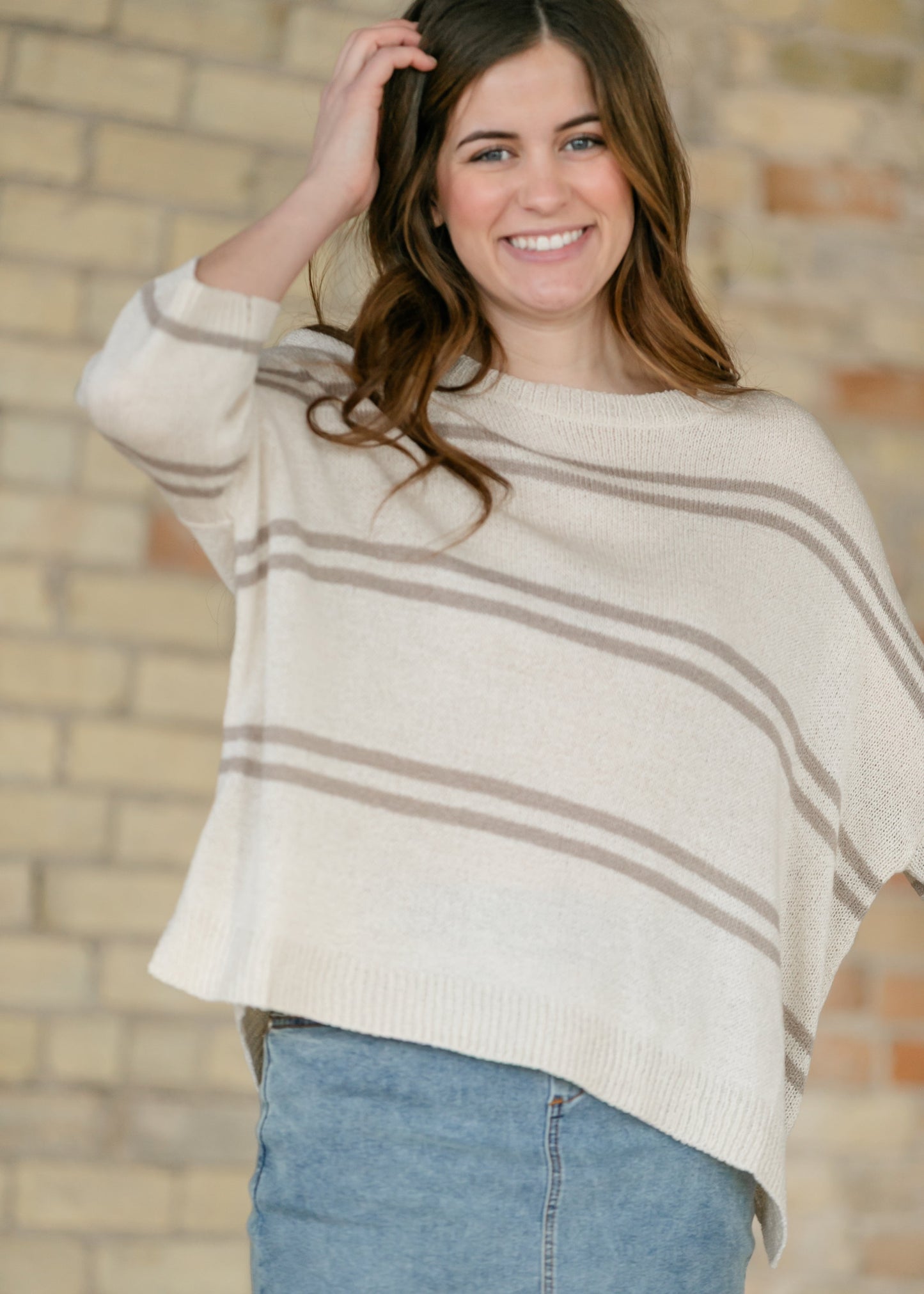 Striped Knit Drop Shoulder Top
