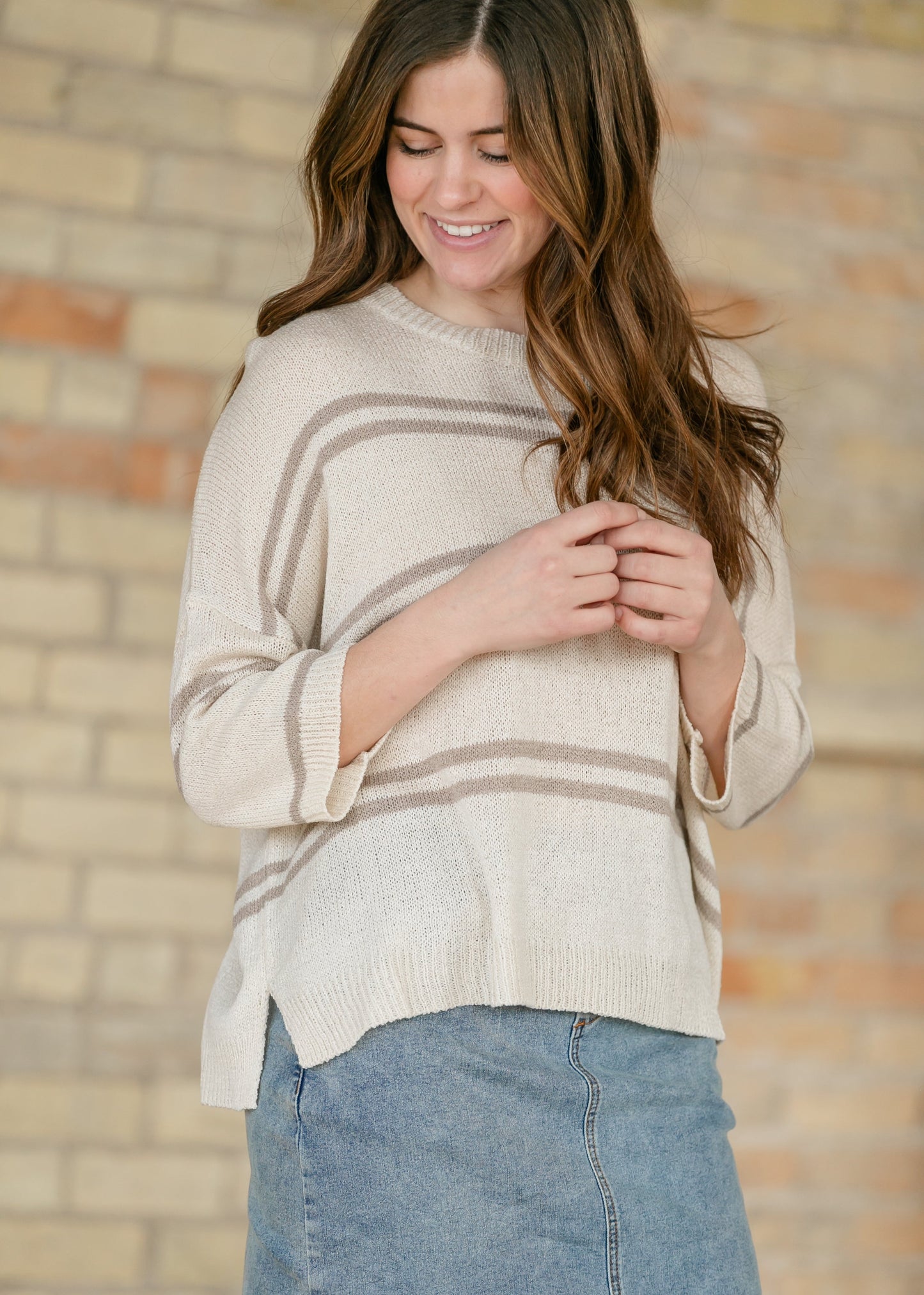 Striped Knit Drop Shoulder Top