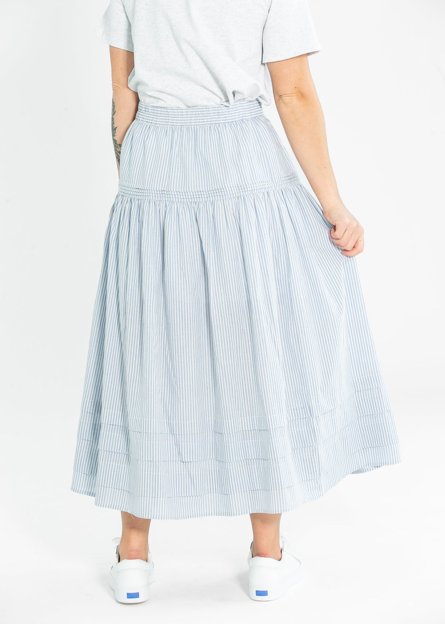 Palmer Striped Pleats Midi Skirt - FINAL SALE