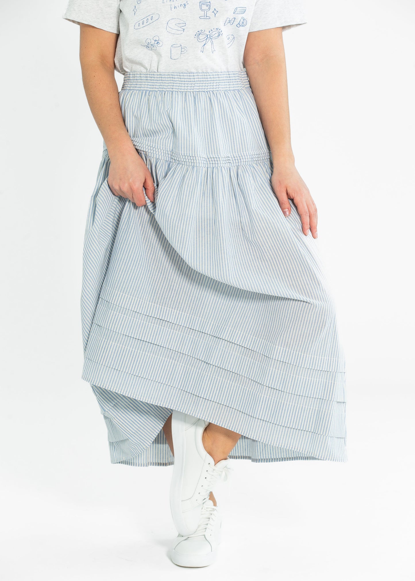 Palmer Striped Pleats Midi Skirt - FINAL SALE