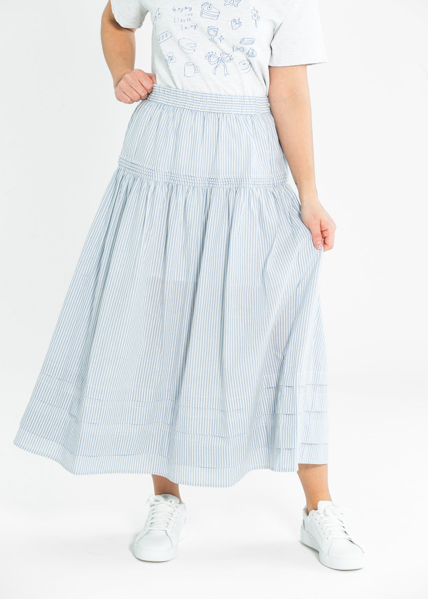 Palmer Striped Pleats Midi Skirt - FINAL SALE