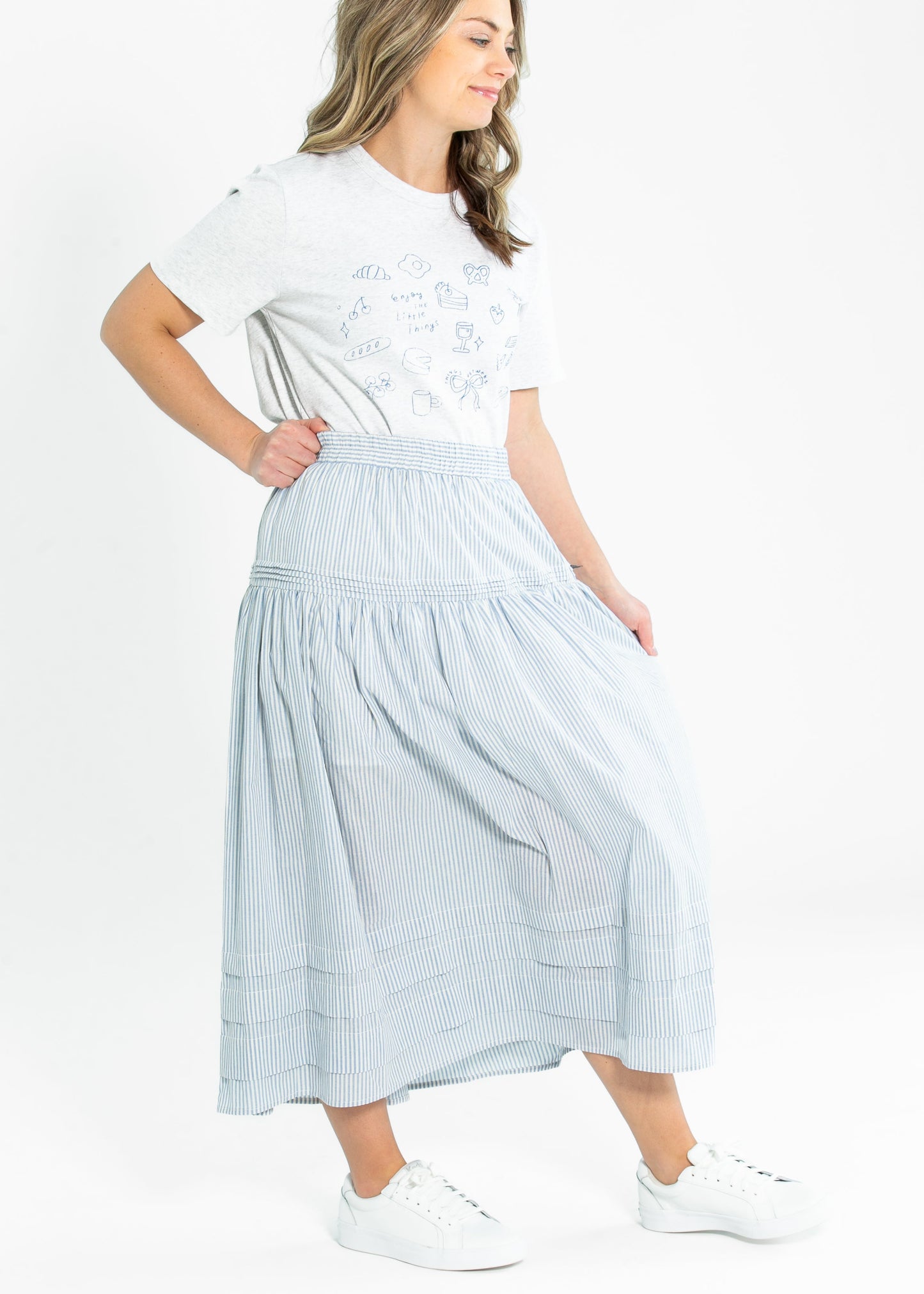 Palmer Striped Pleats Midi Skirt - FINAL SALE