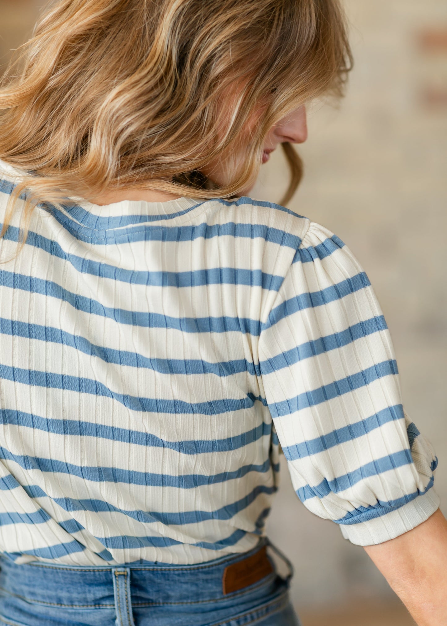 Striped Puff Sleeve Knit Top - FINAL SALE