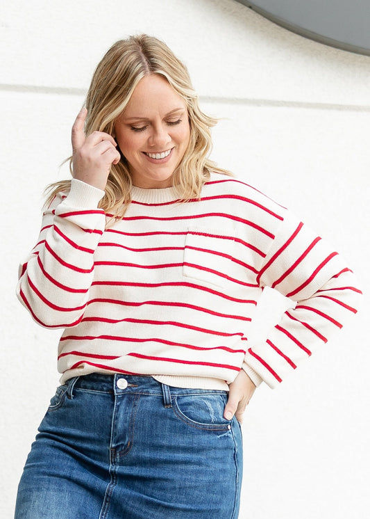 Striped Raglan Pocket Sweater
