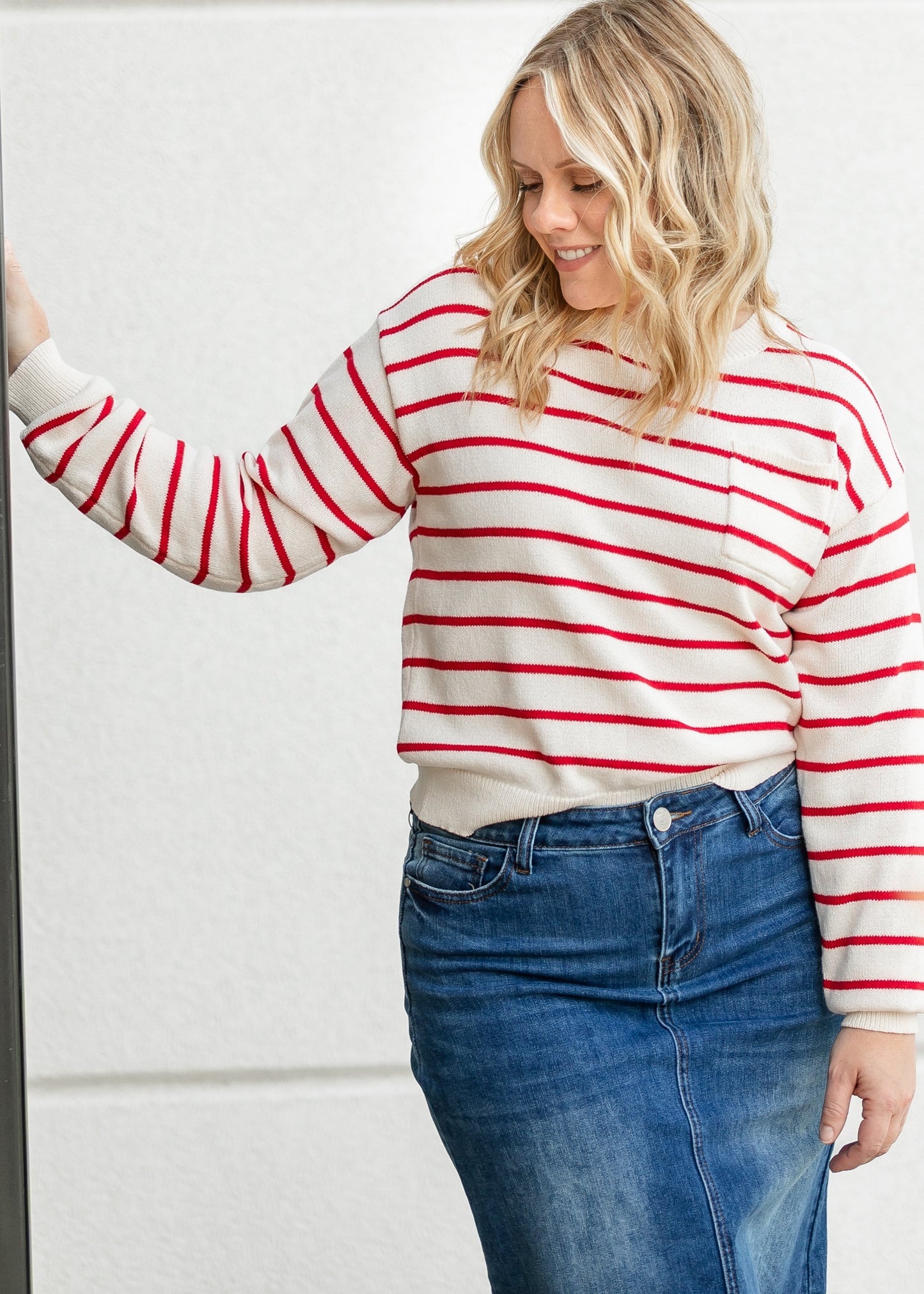 Striped Raglan Pocket Sweater