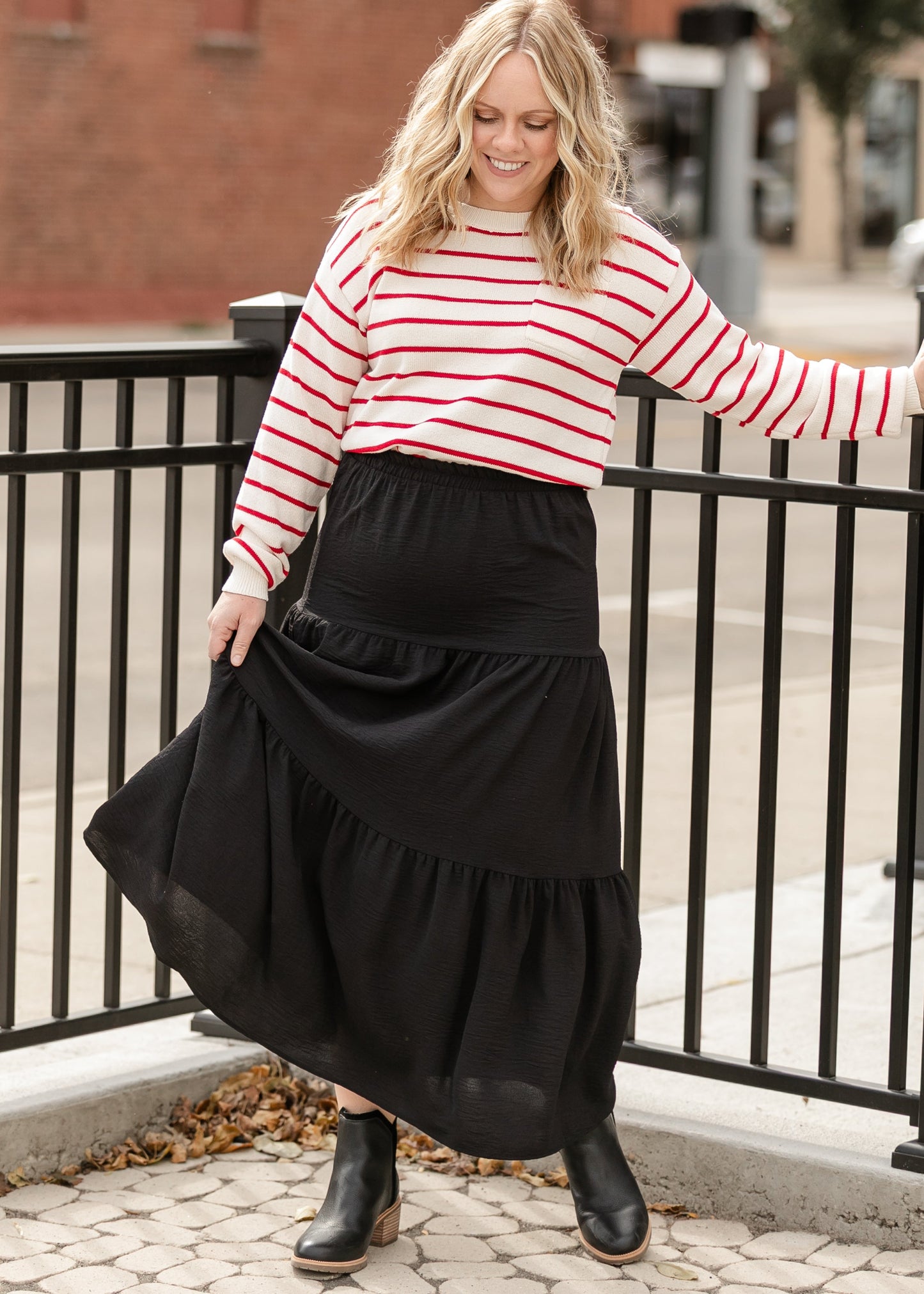Striped Raglan Pocket Sweater