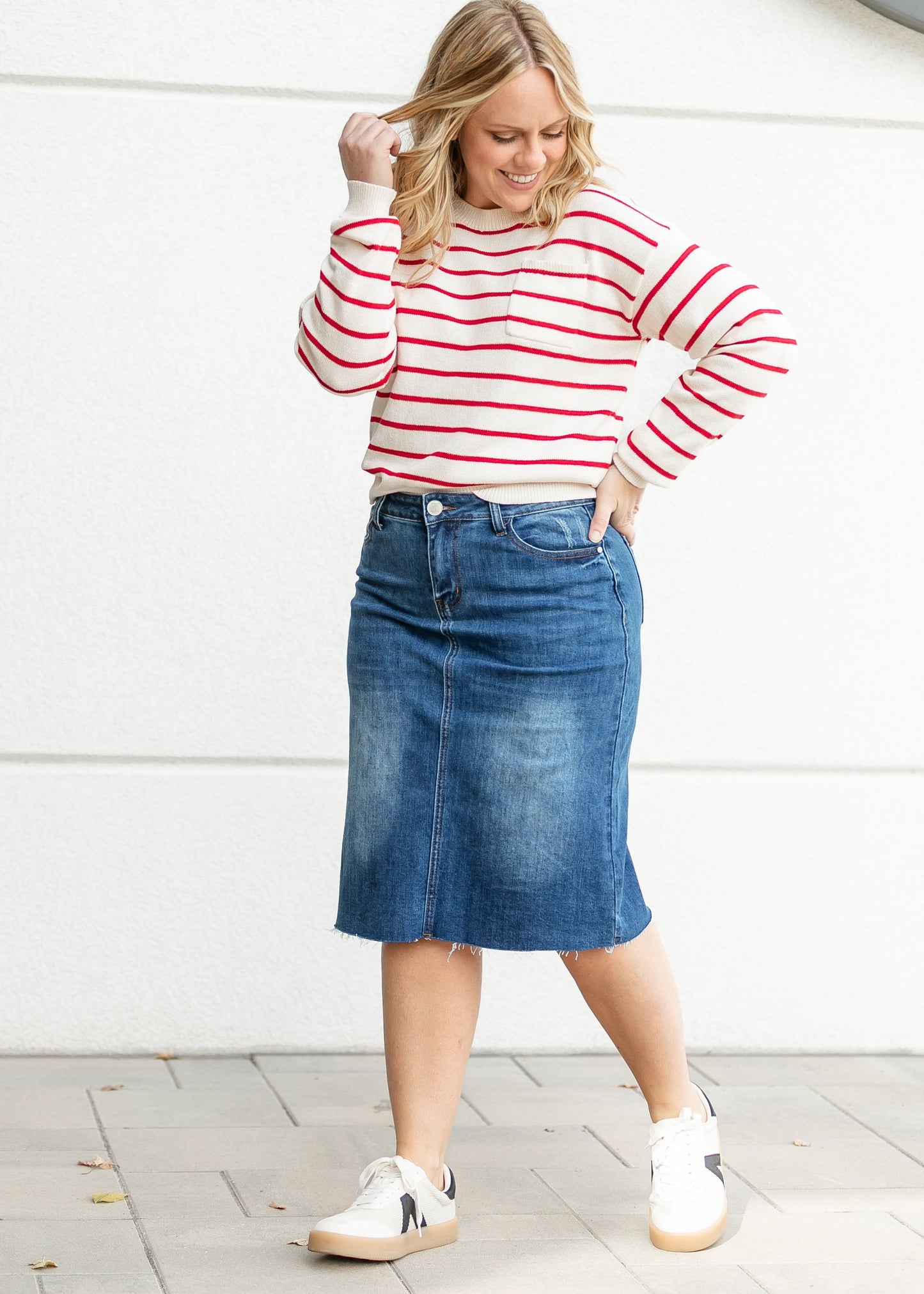 Striped Raglan Pocket Sweater