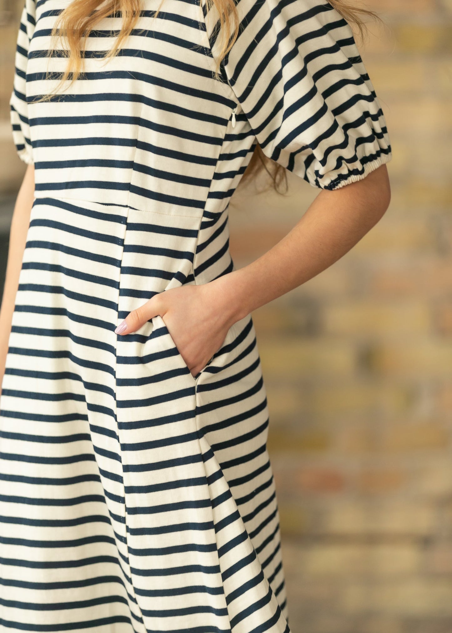 Striped Ribbed Midi Dress