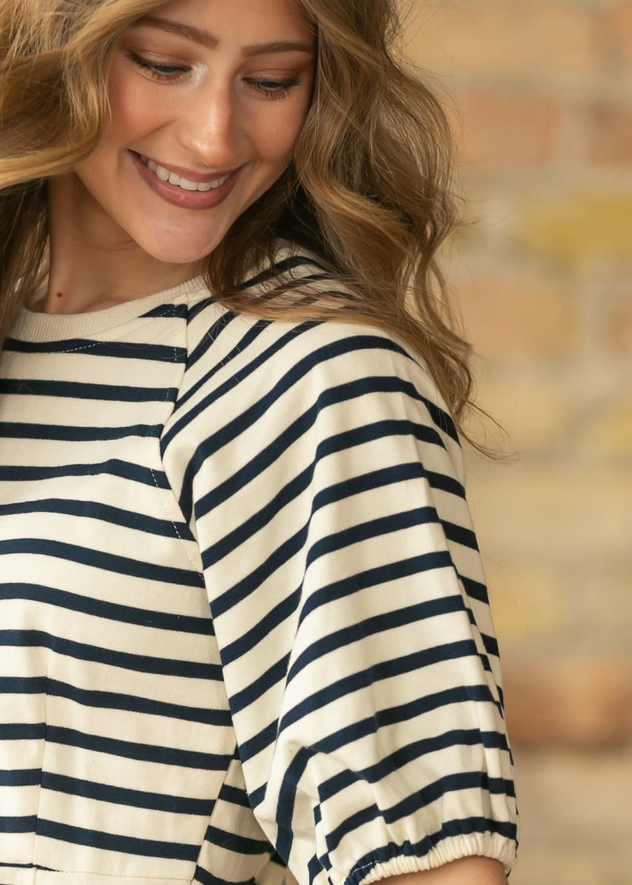 Striped Ribbed Midi Dress