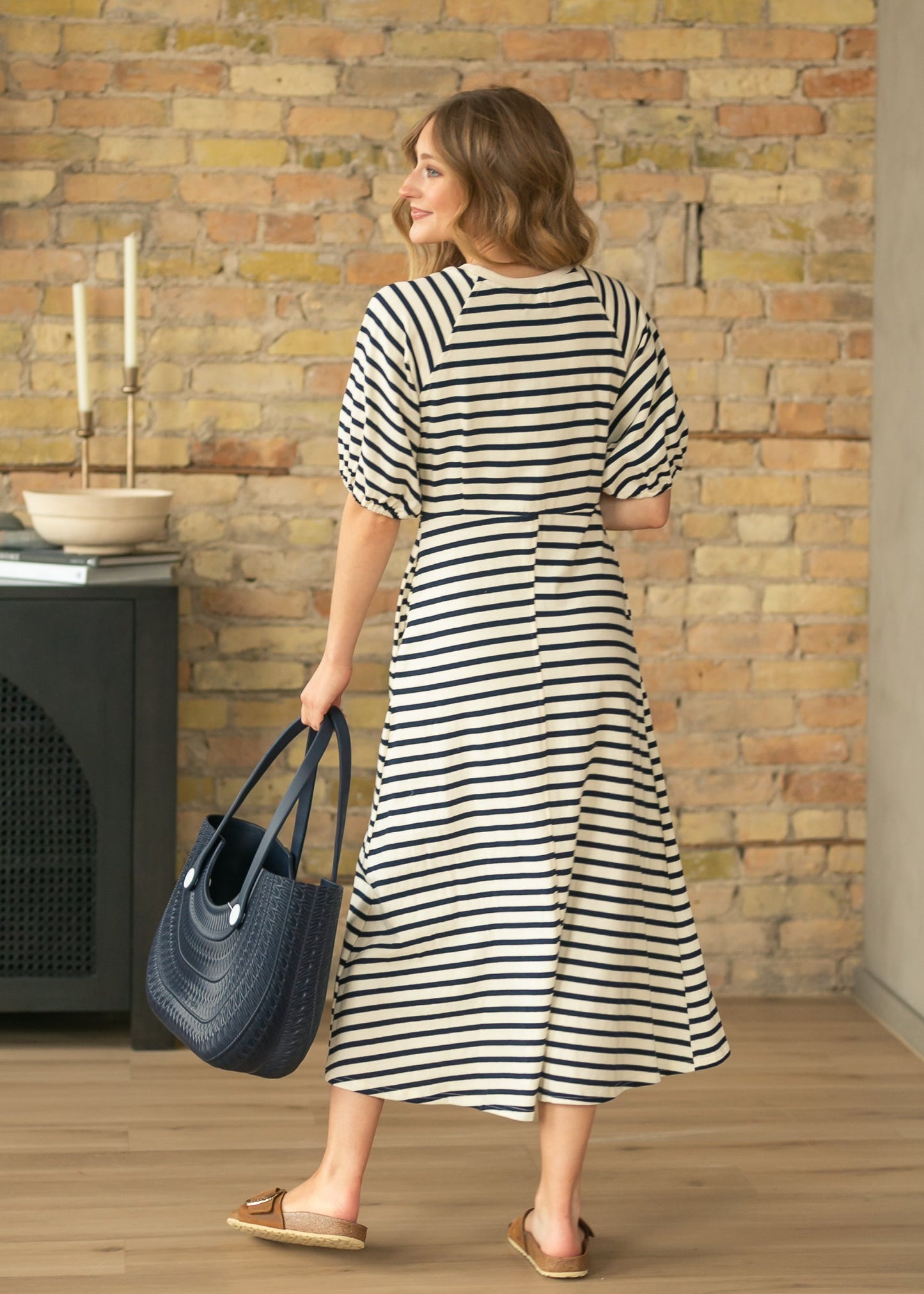 Striped Ribbed Midi Dress