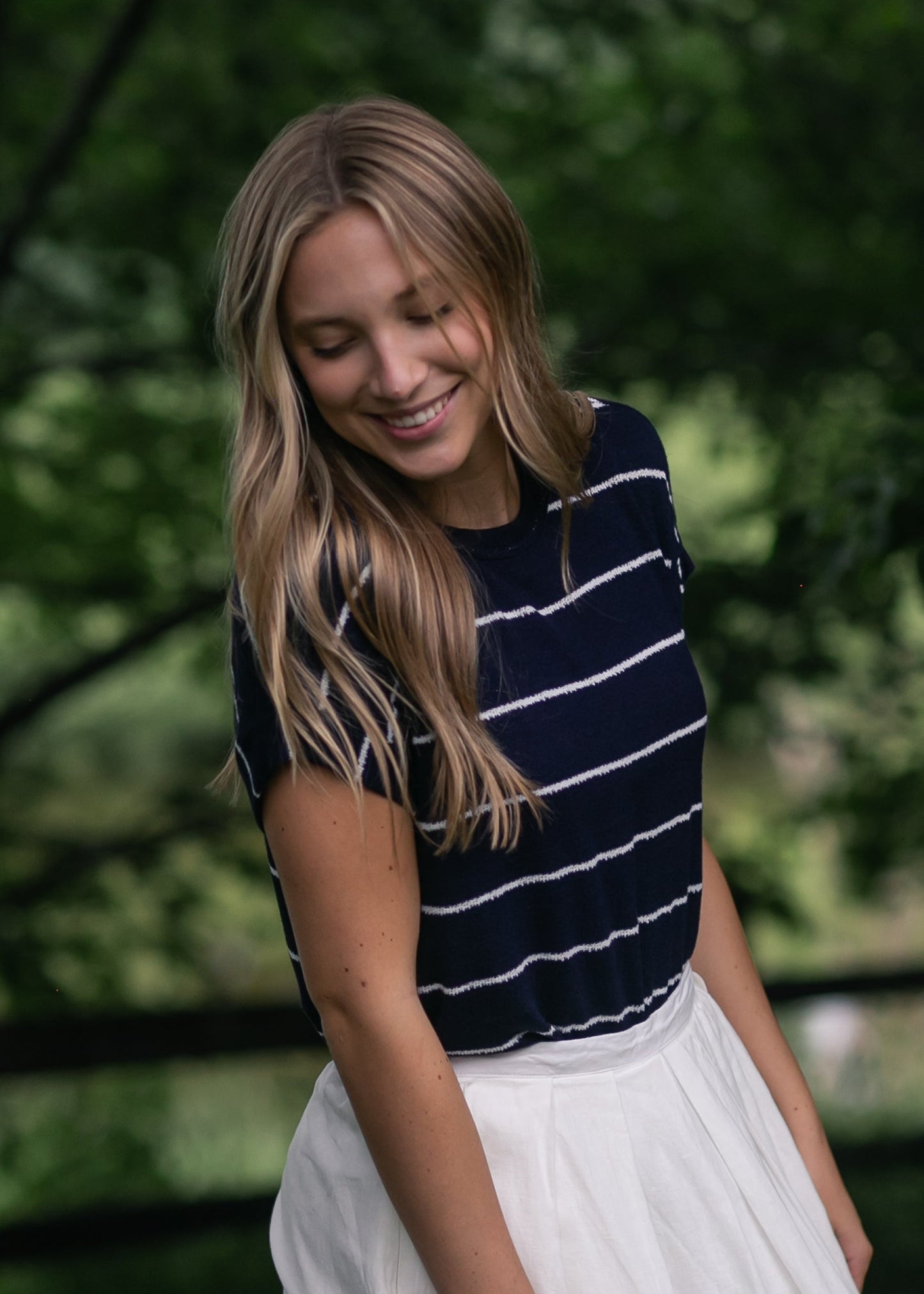 Striped Round Neck Knit Top