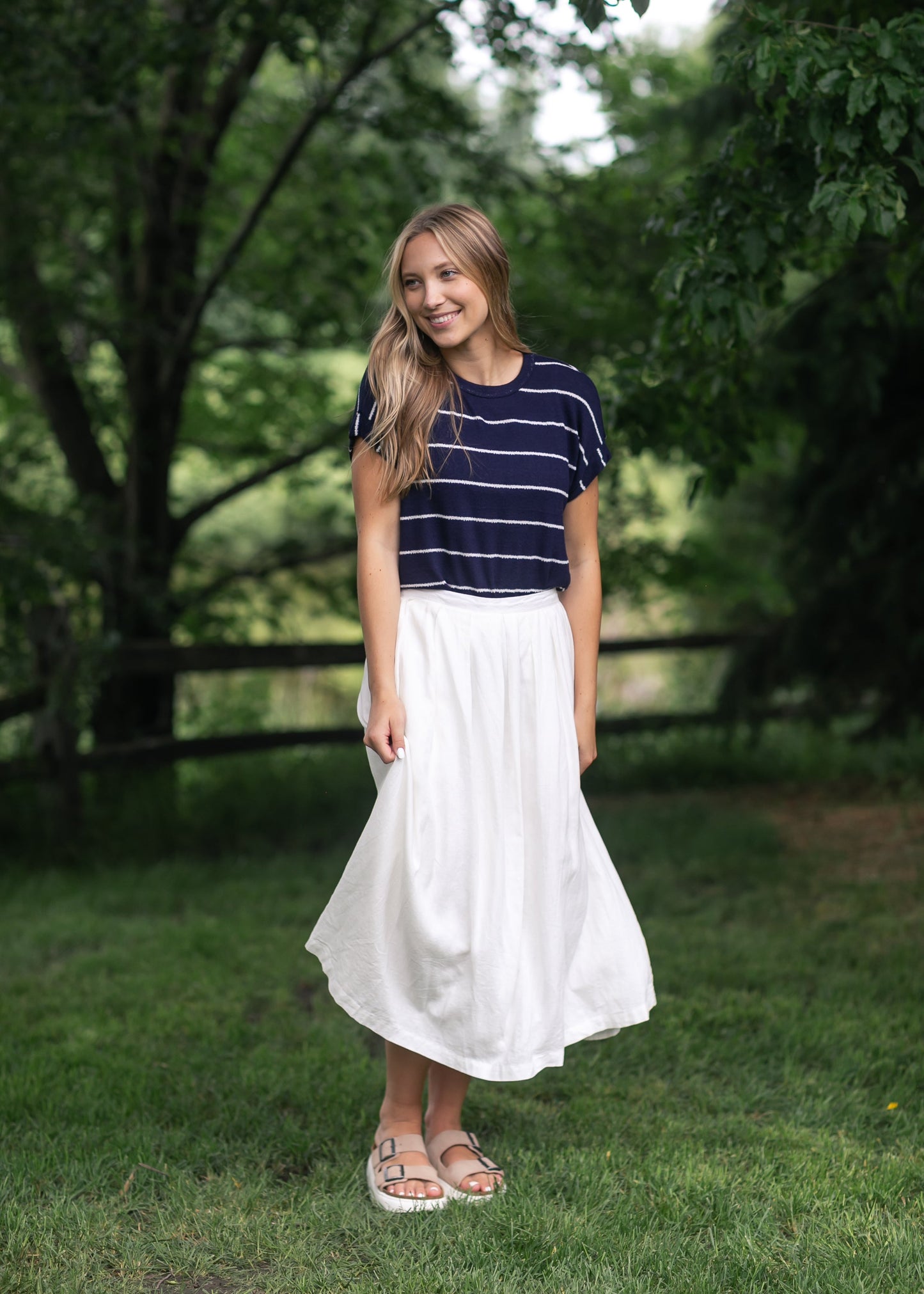 Striped Round Neck Knit Top
