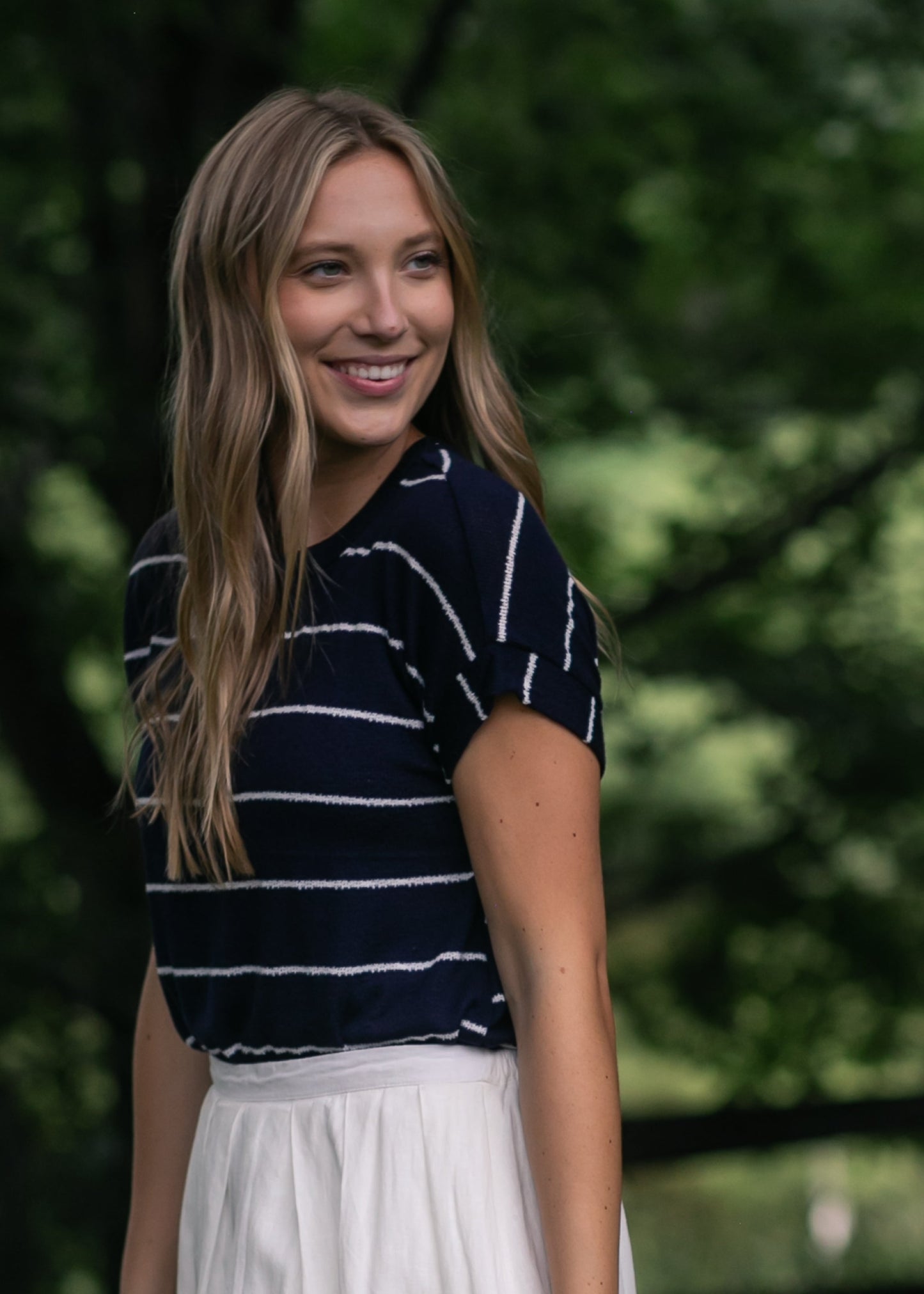 Striped Round Neck Knit Top