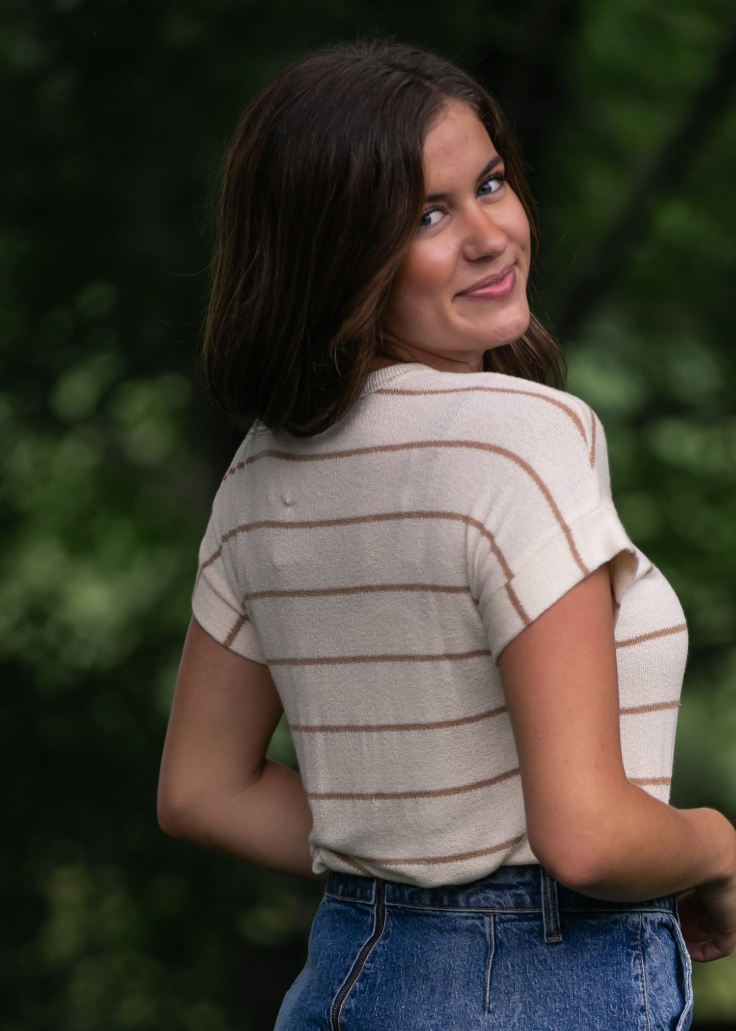Striped Round Neck Knit Top