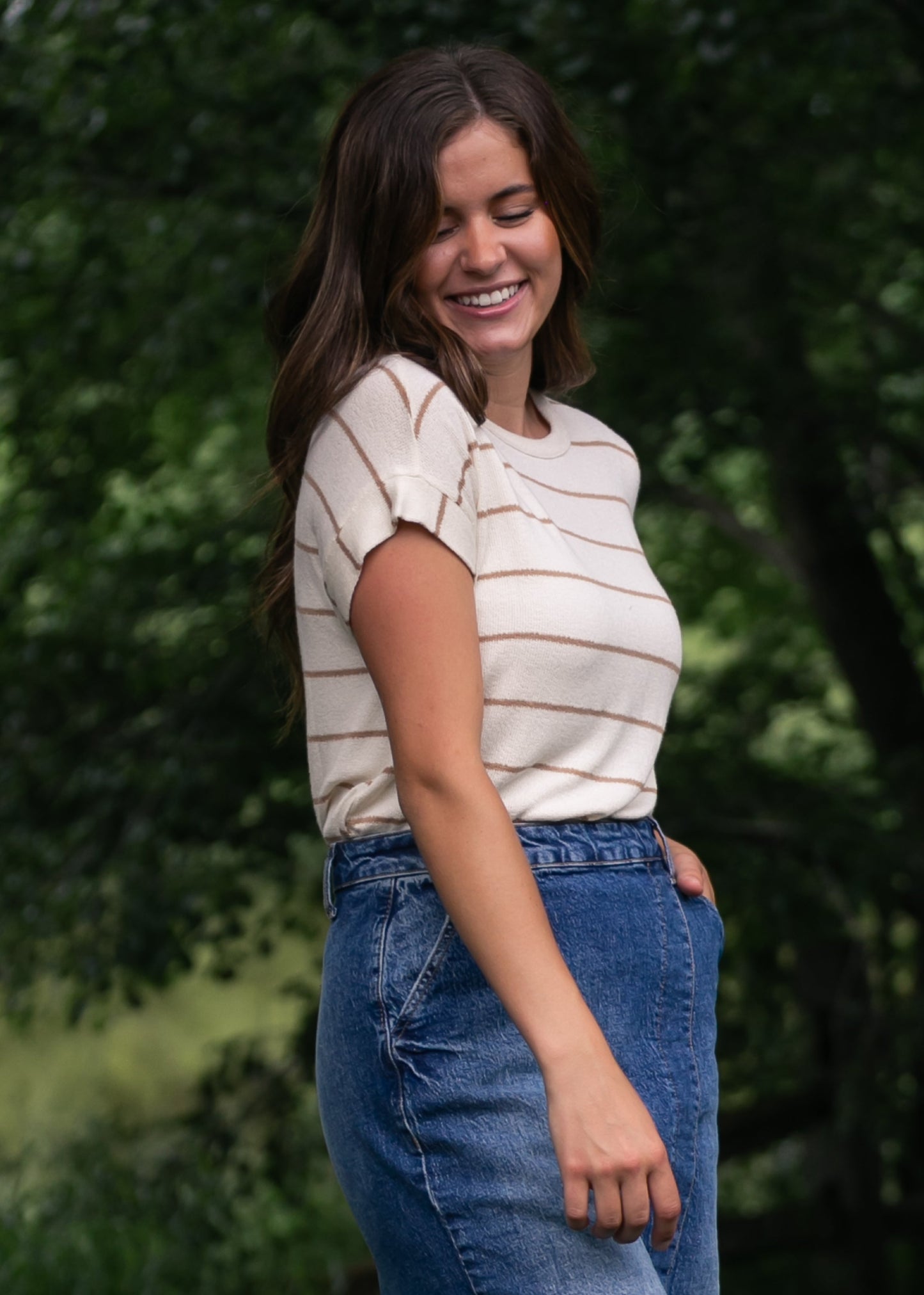 Striped Round Neck Knit Top