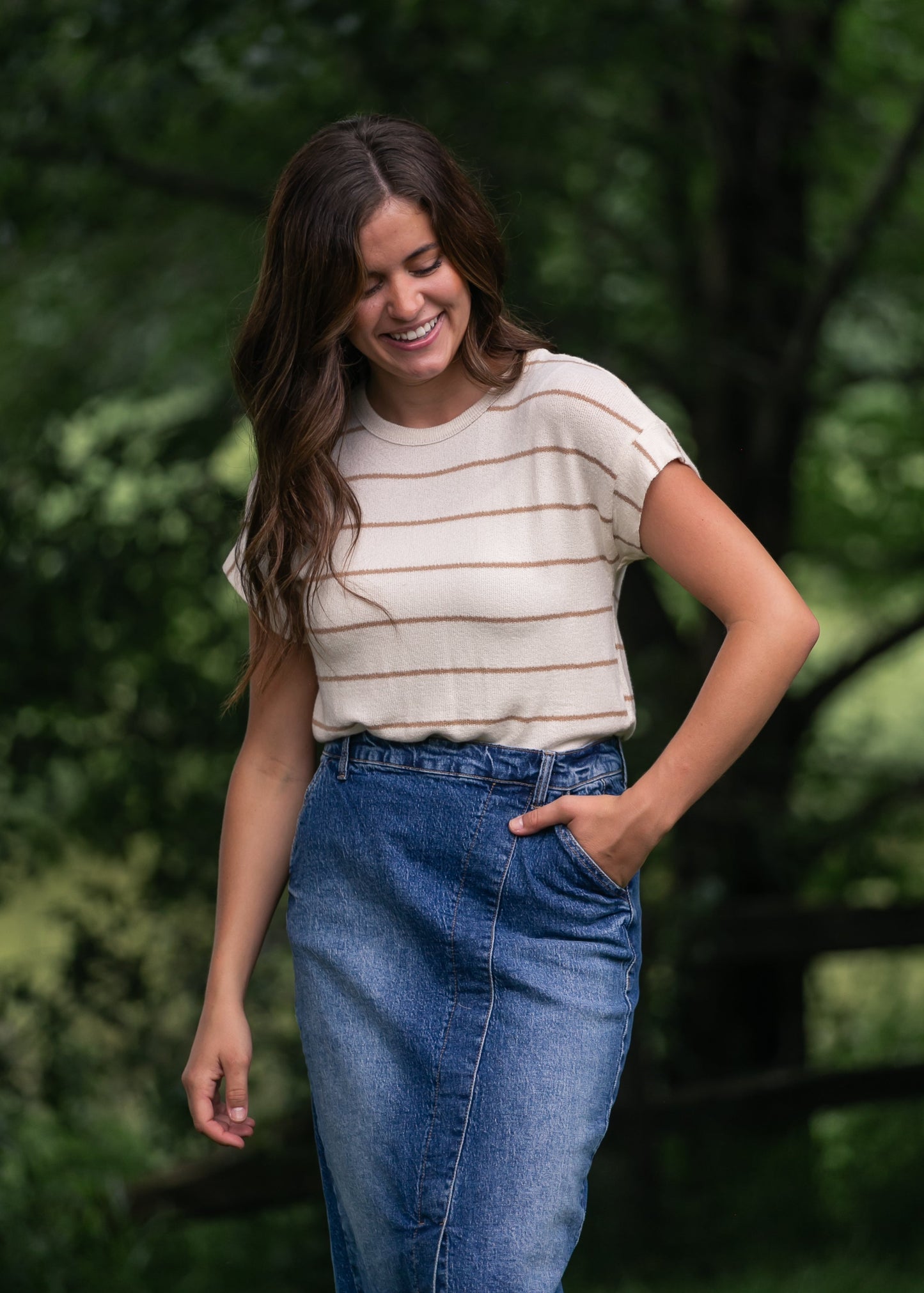 Striped Round Neck Knit Top