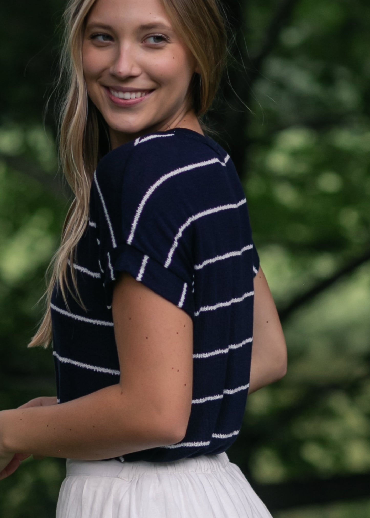 Striped Round Neck Knit Top