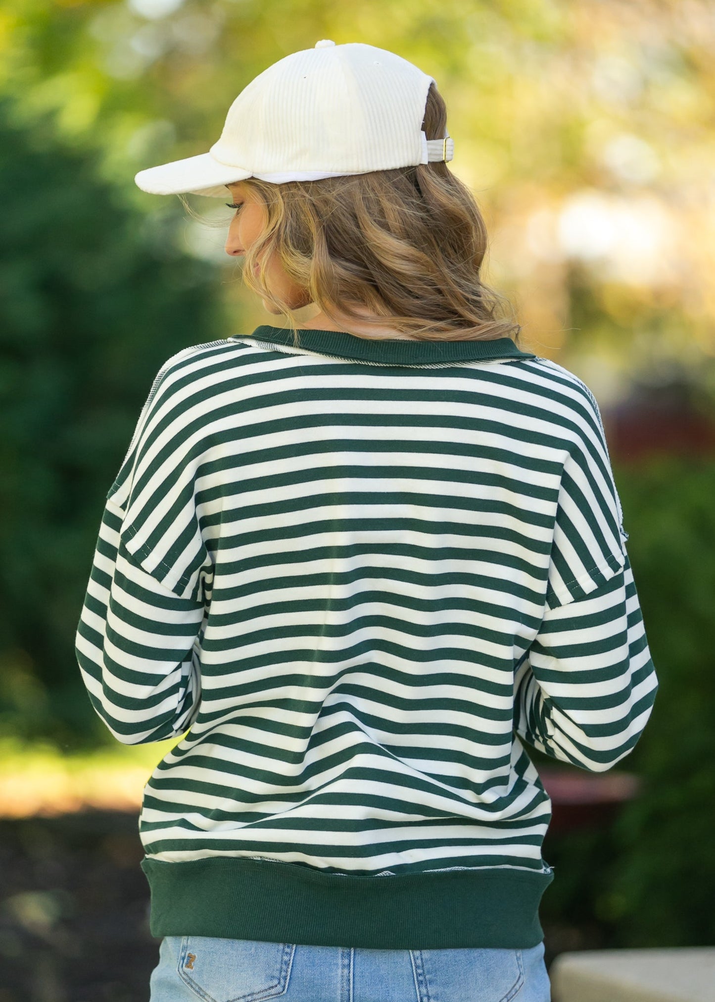 Striped Snap Front Henley Sweatshirt