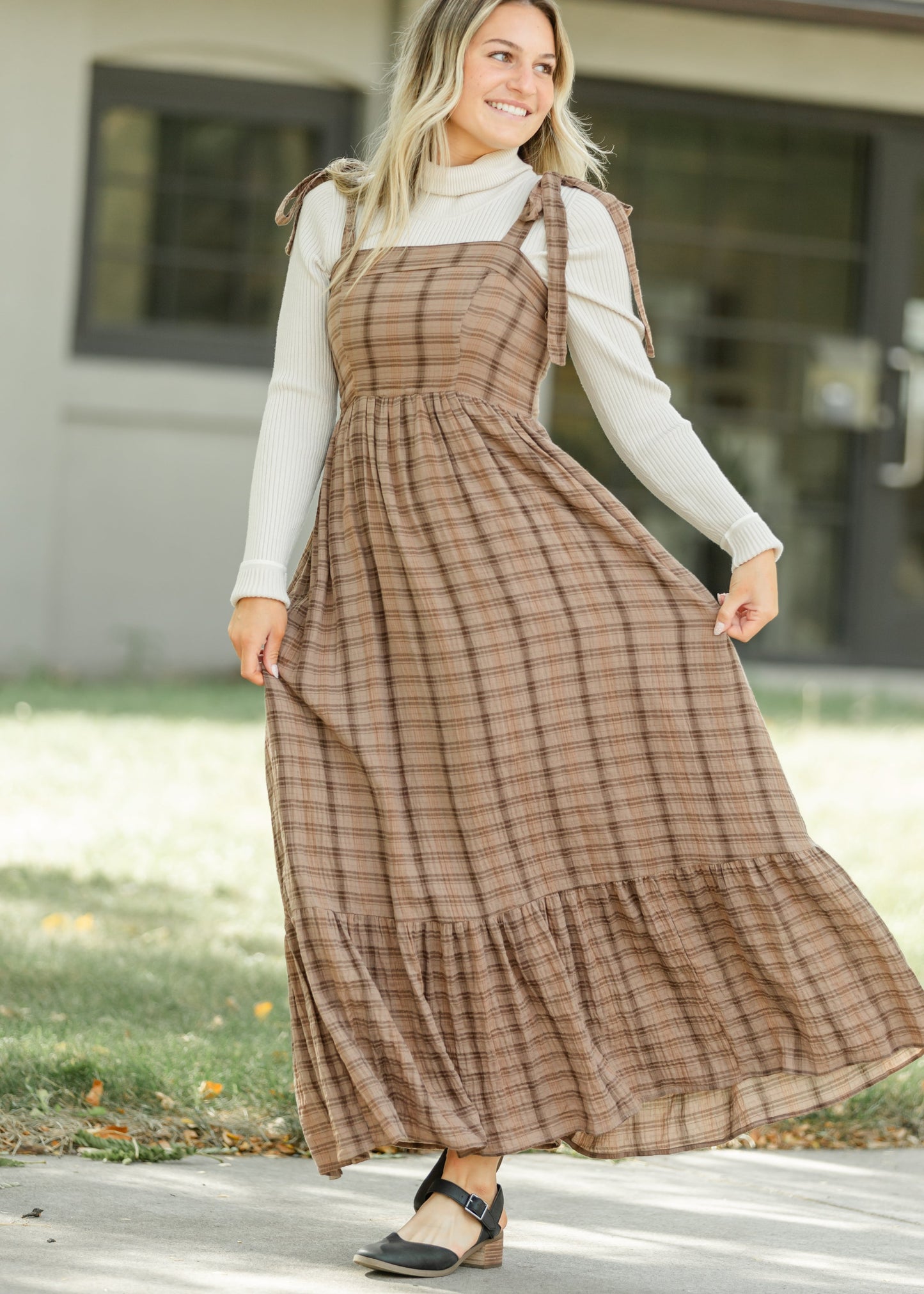Tartan Plaid Cotton Maxi Dress