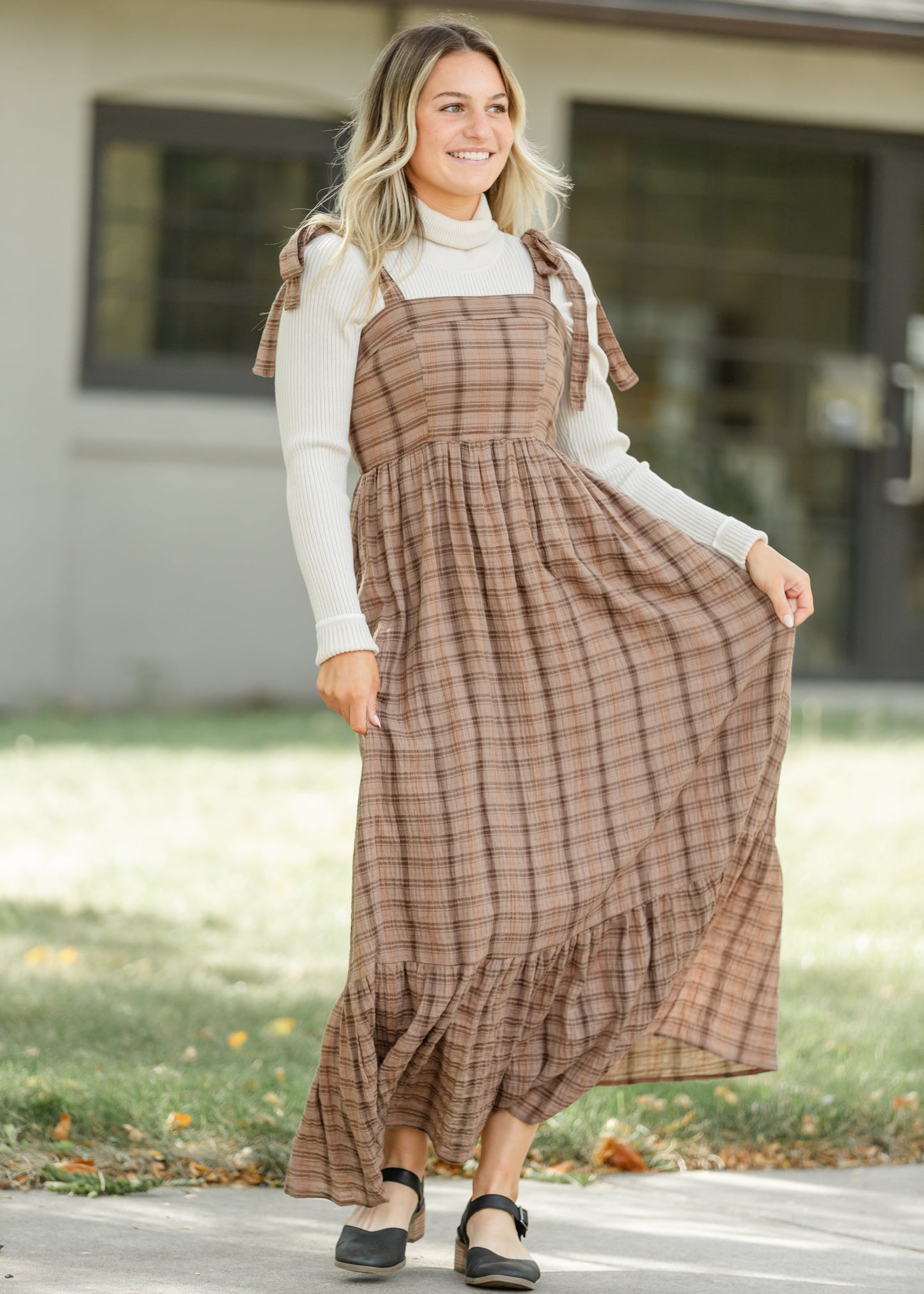 Tartan Plaid Cotton Maxi Dress