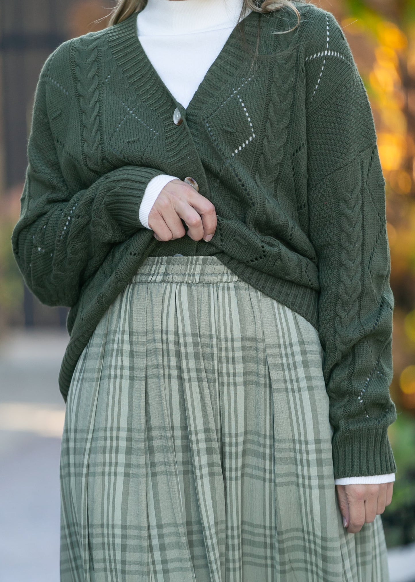 Tartan Plaid Pleated Midi Skirt