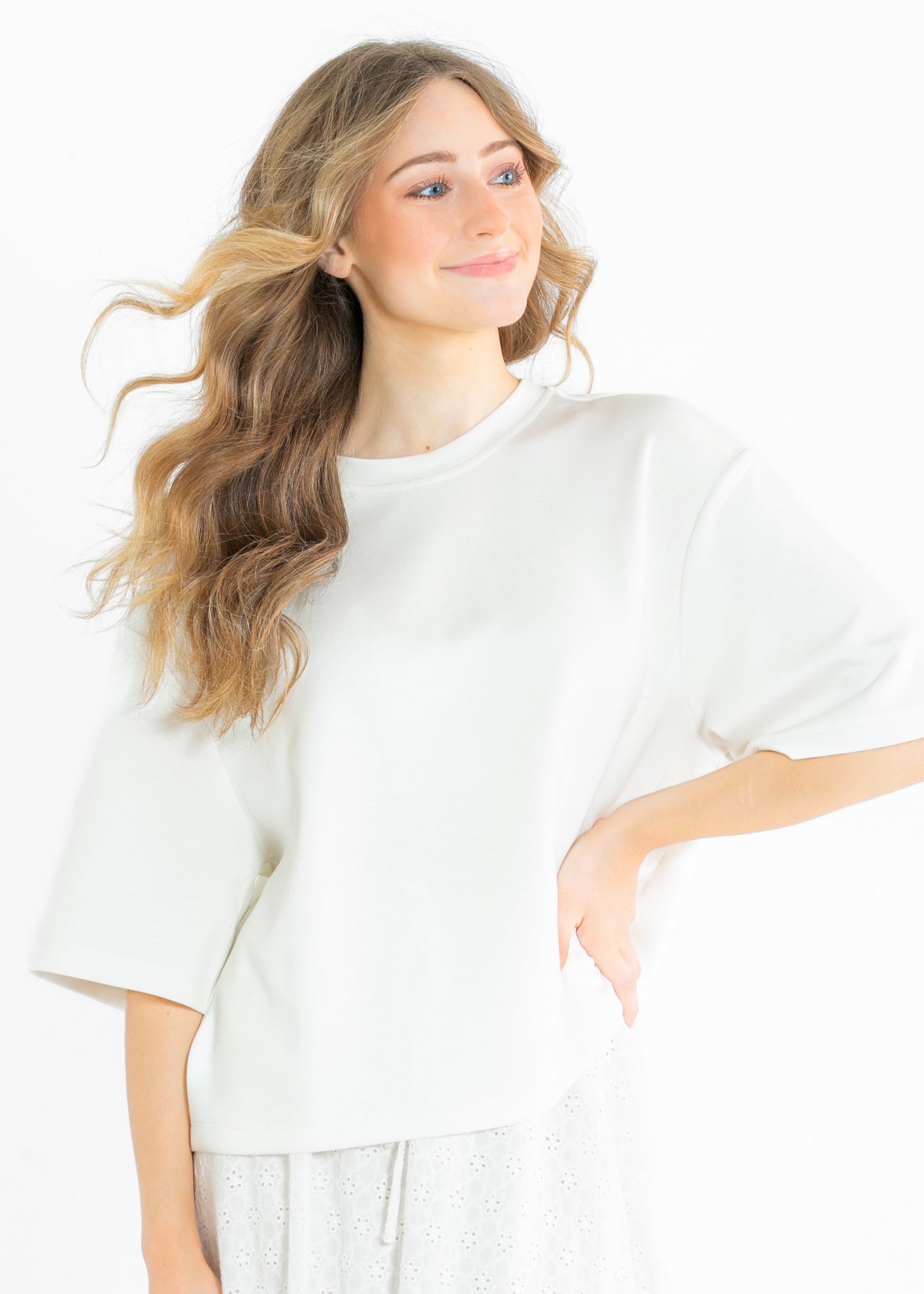 Taryn Drop Shoulder Soft Scuba Everyday Basic Tee - FINAL SALE