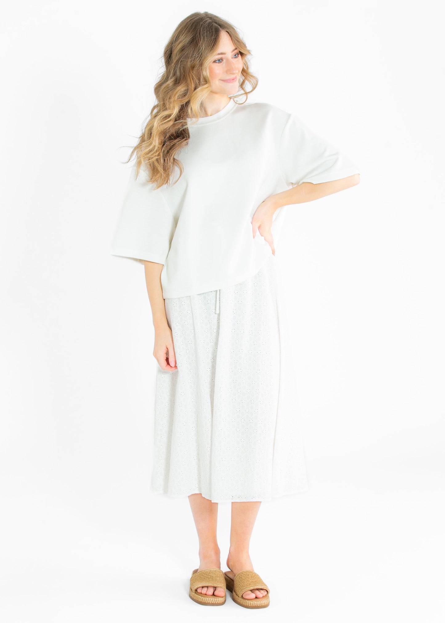 Taryn Drop Shoulder Soft Scuba Everyday Basic Tee - FINAL SALE