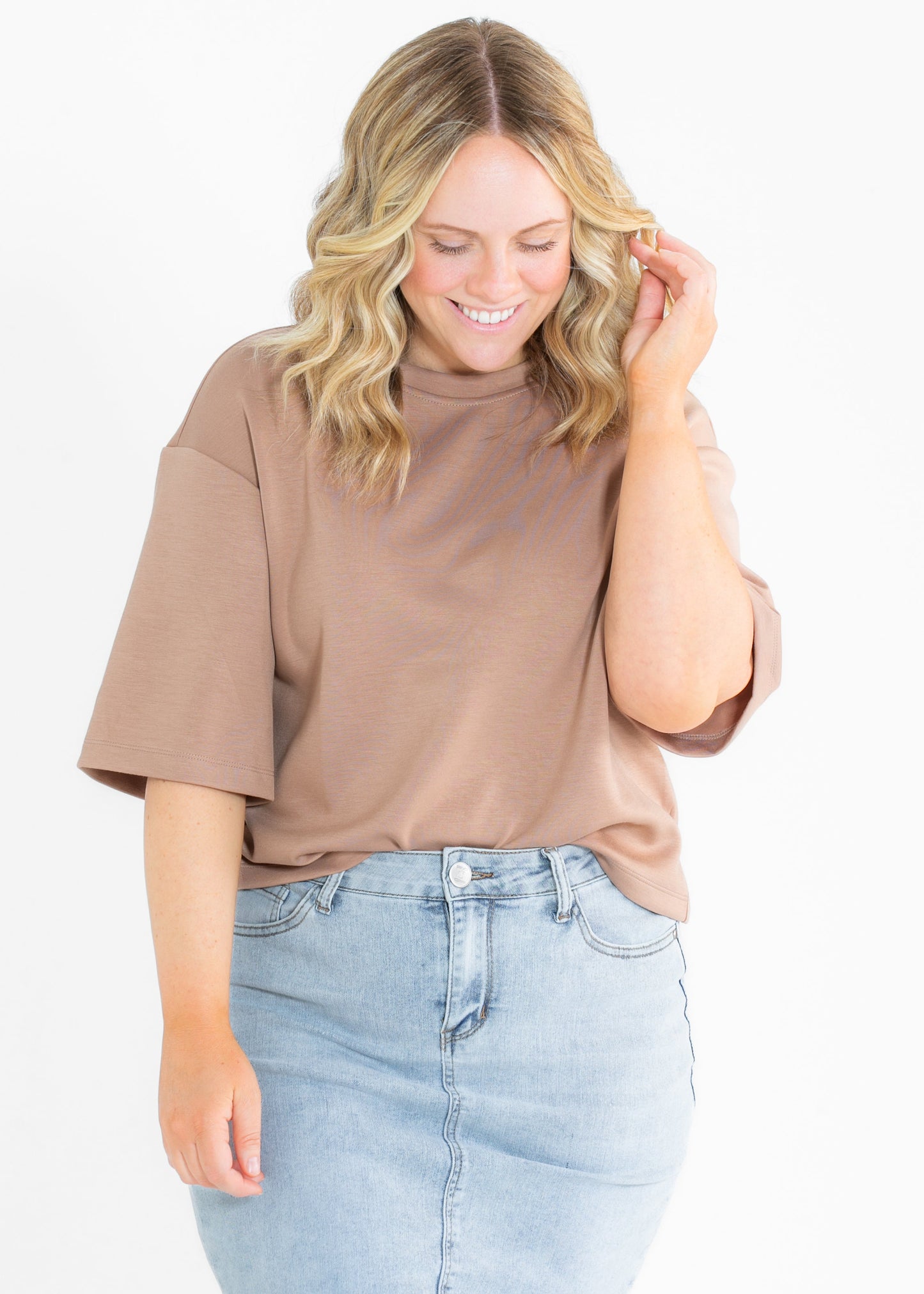 Taryn Drop Shoulder Soft Scuba Everyday Basic Tee - FINAL SALE
