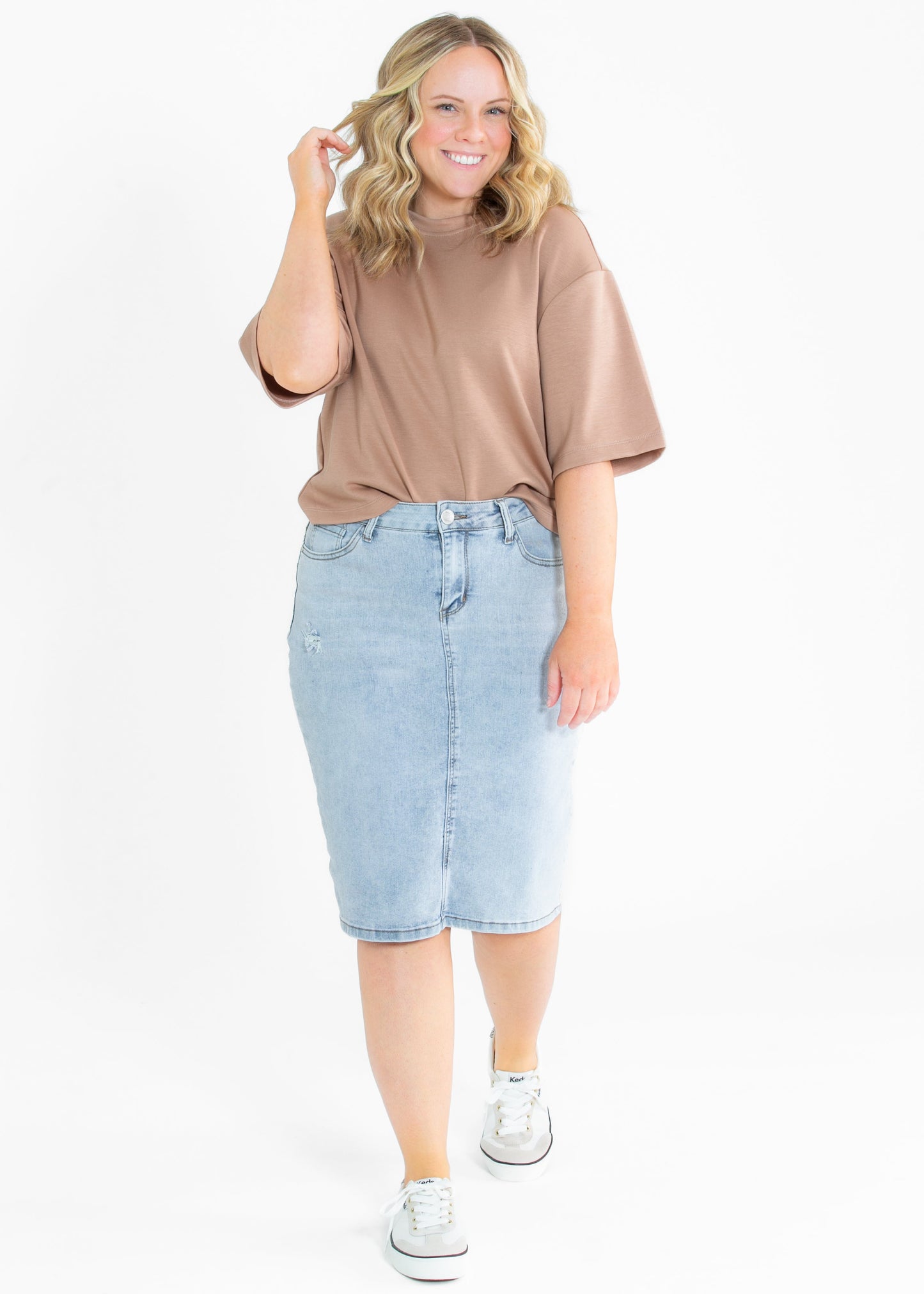 Taryn Drop Shoulder Soft Scuba Everyday Basic Tee - FINAL SALE