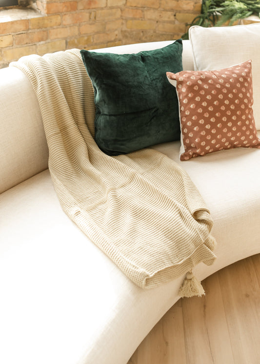 Tassled Knit Throw Blanket - FINAL SALE