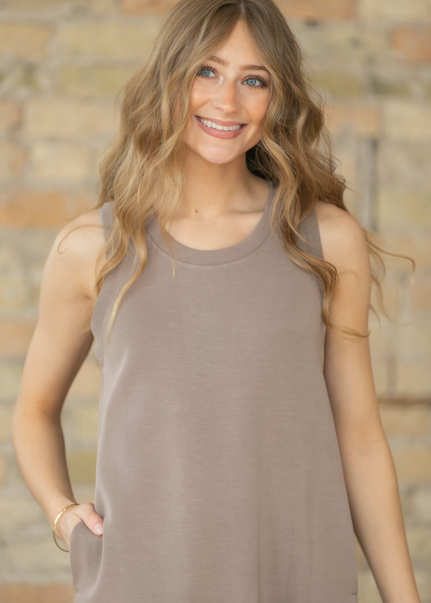Taupe Laguna Shift Midi Dress