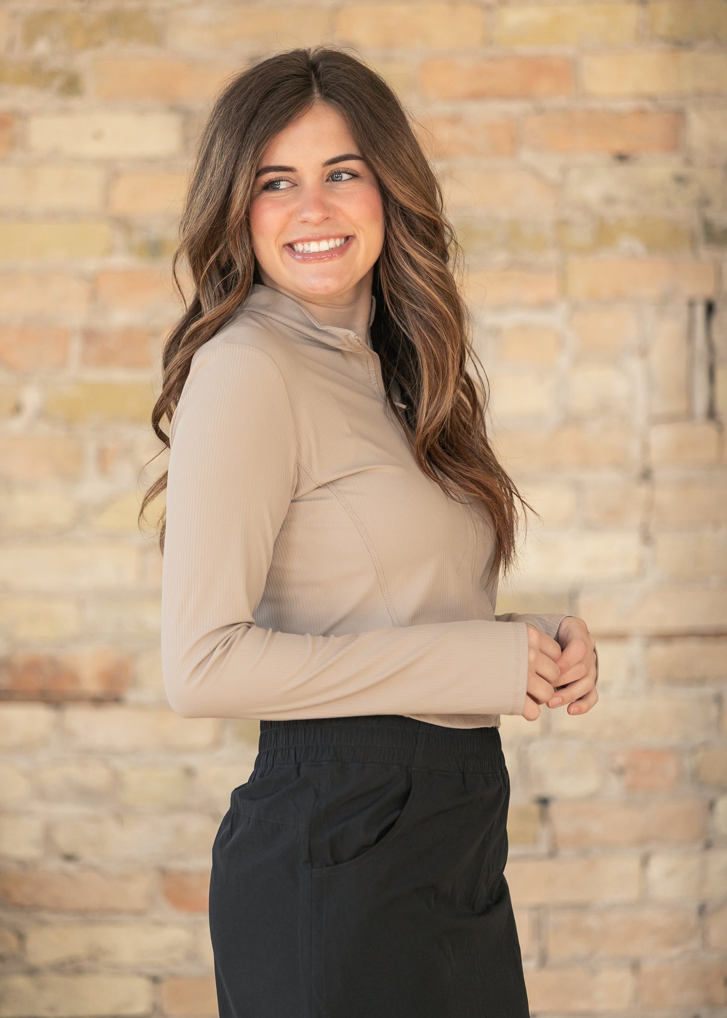 Taupe Long Sleeve Workout Jacket