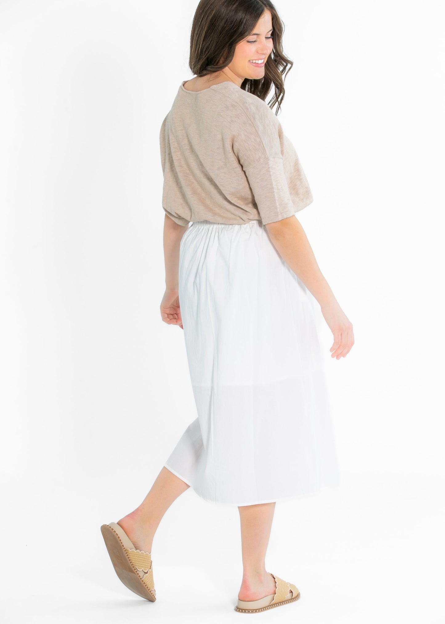 Rora Ivory A-line Midi Skirt - FINAL SALE