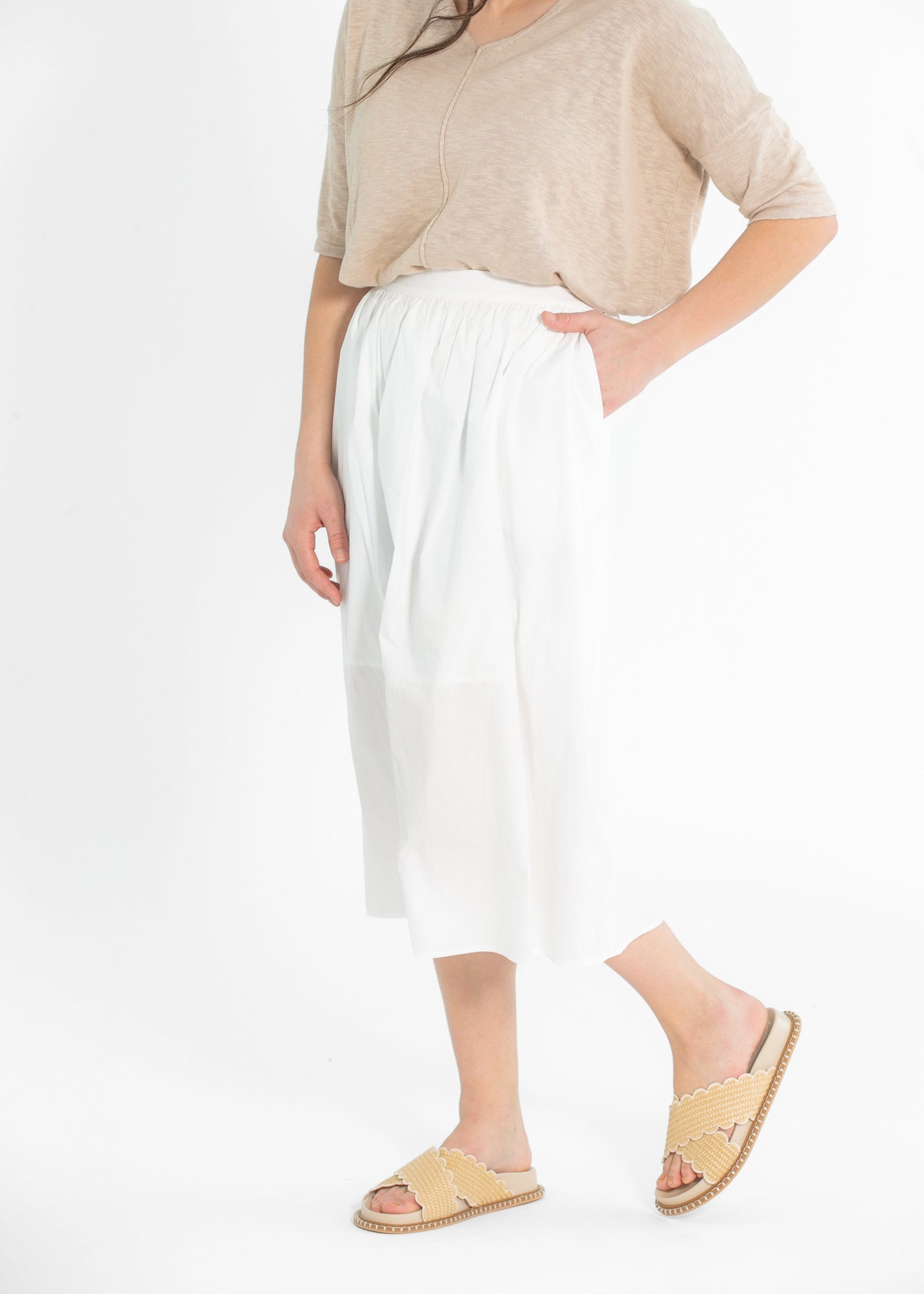 Rora Ivory A-line Midi Skirt - FINAL SALE