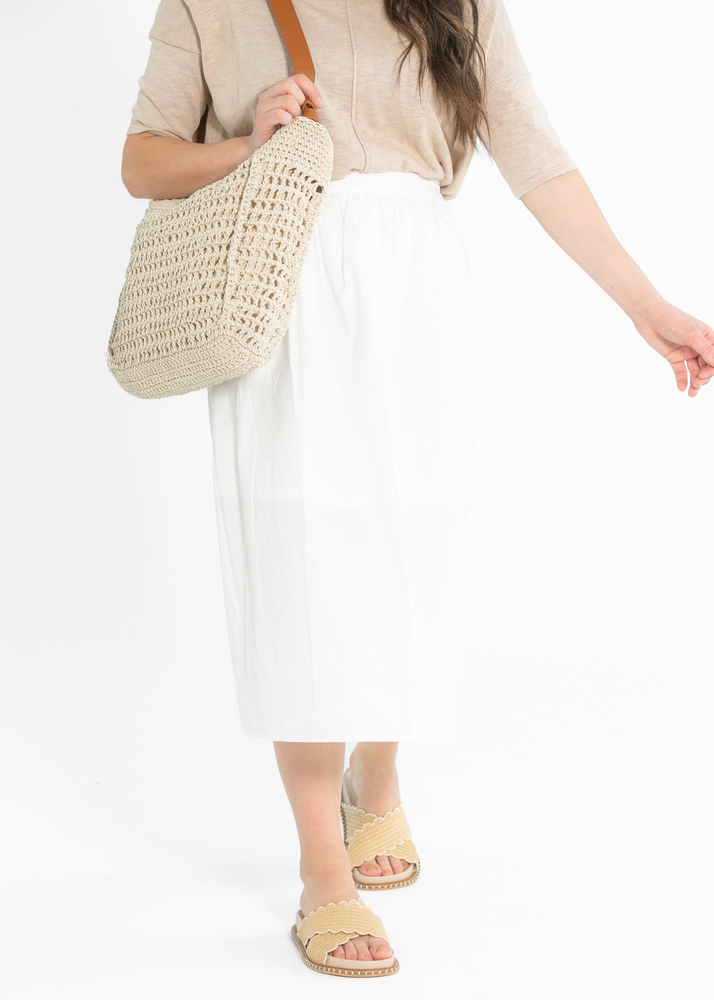 Rora Ivory A-line Midi Skirt - FINAL SALE