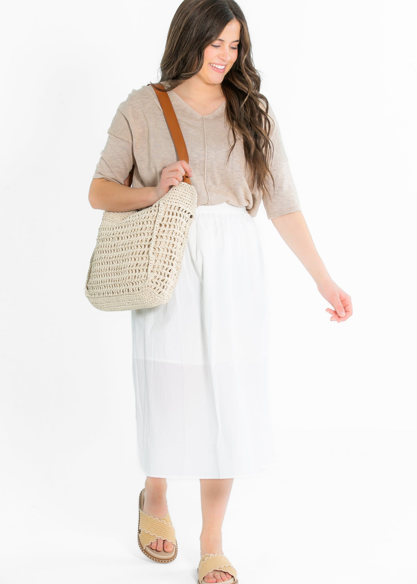 Rora Ivory A-line Midi Skirt - FINAL SALE