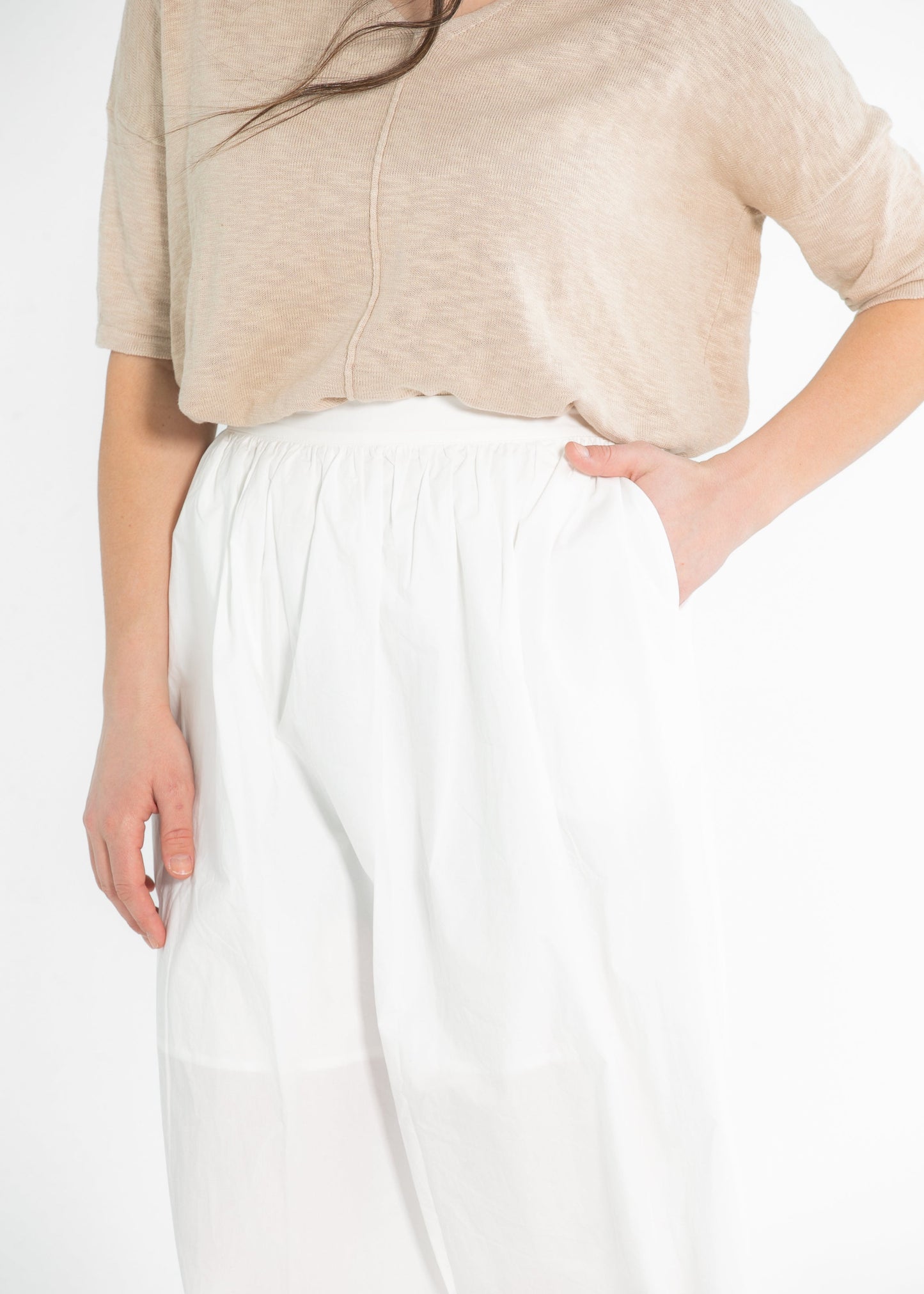 Rora Ivory A-line Midi Skirt - FINAL SALE