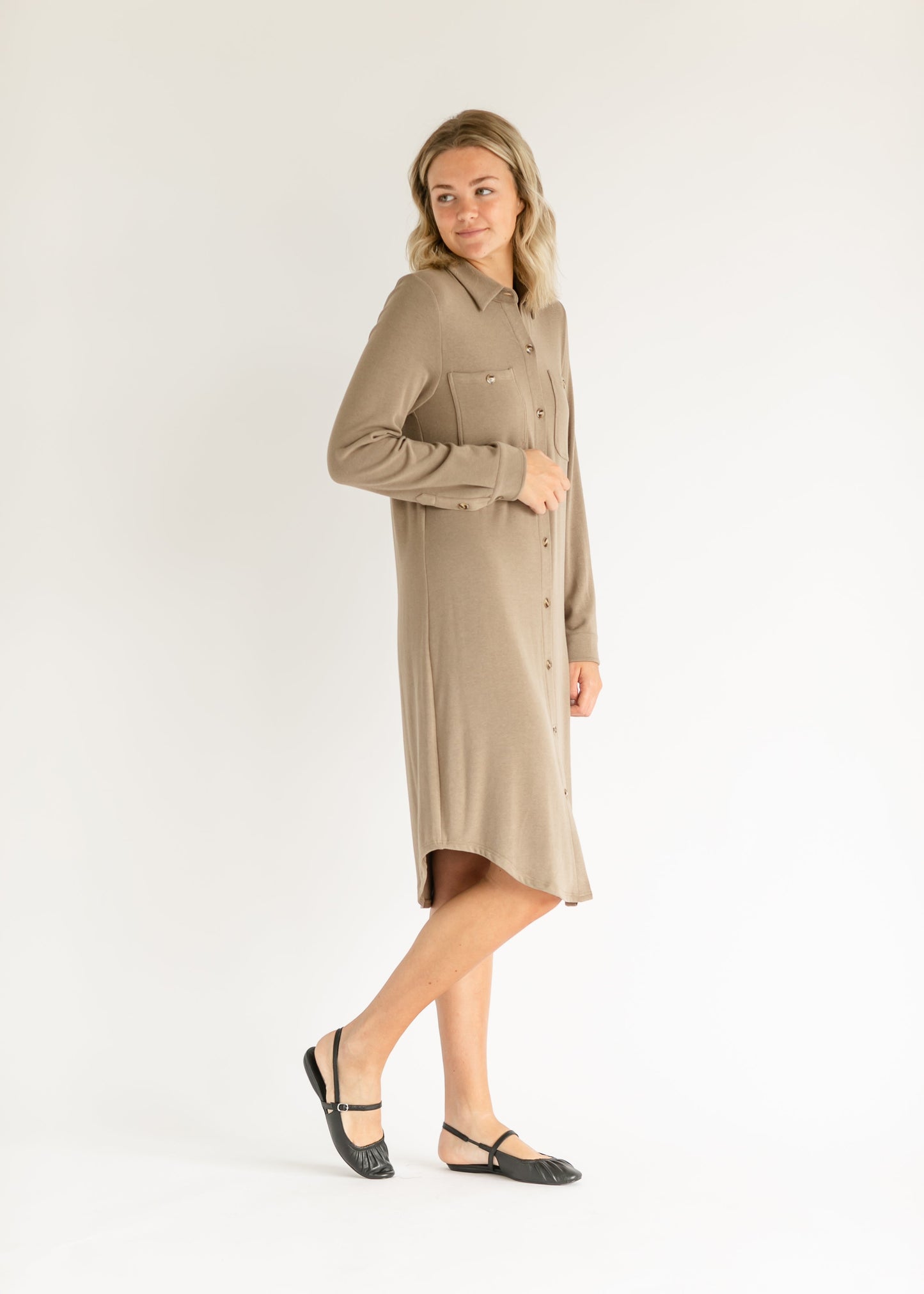 Teagan Brown Ultra Soft Shirt Dress - FINAL SALE