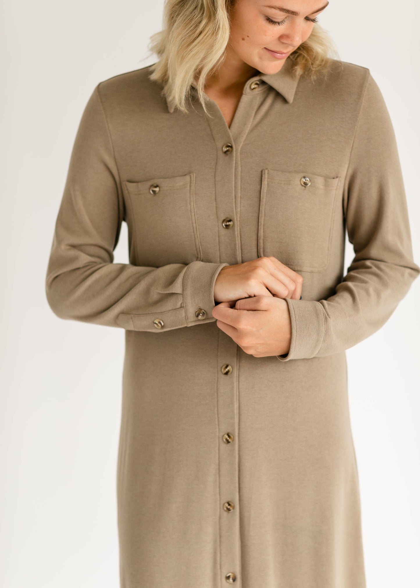 Teagan Brown Ultra Soft Shirt Dress - FINAL SALE