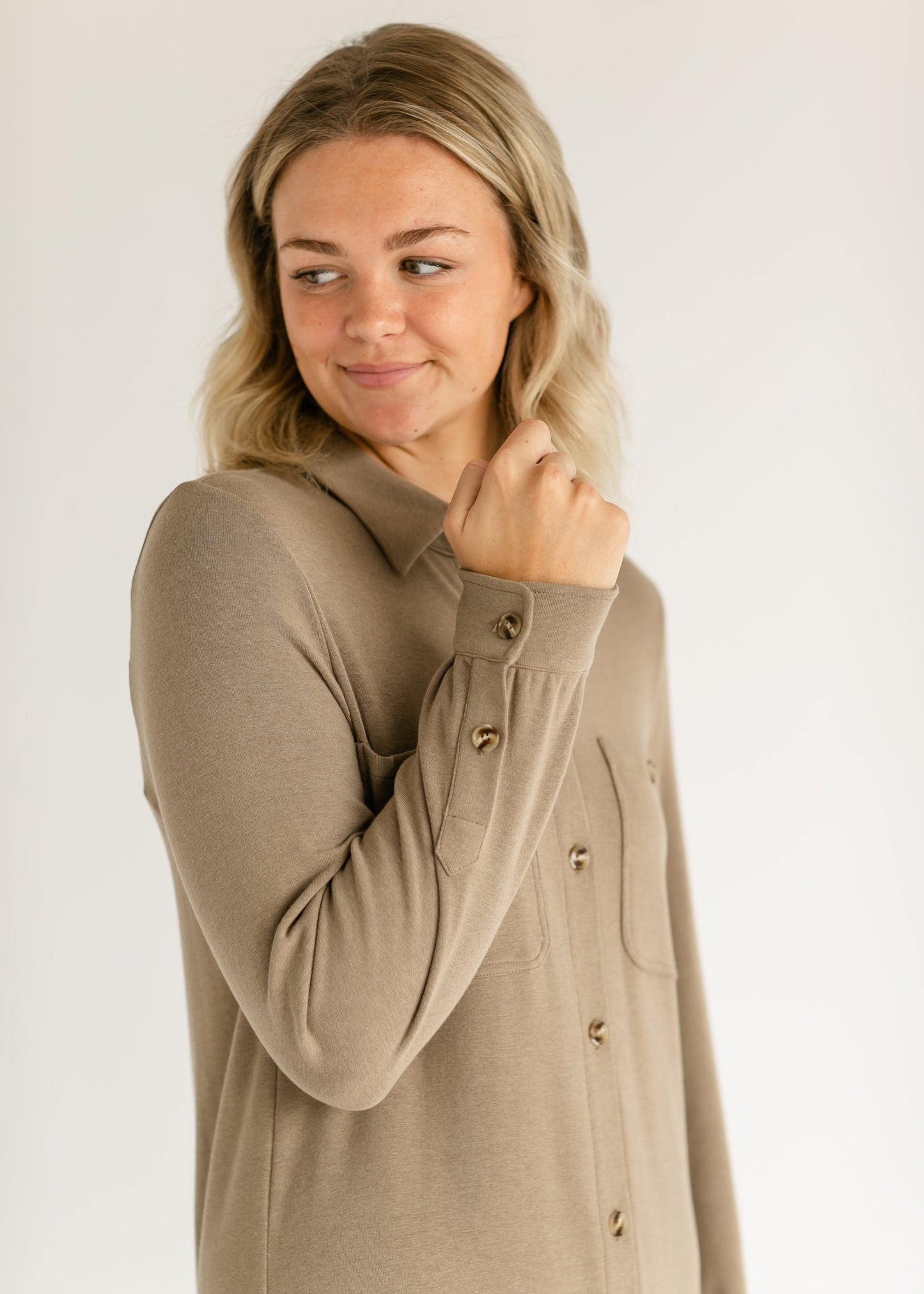 Teagan Brown Ultra Soft Shirt Dress - FINAL SALE
