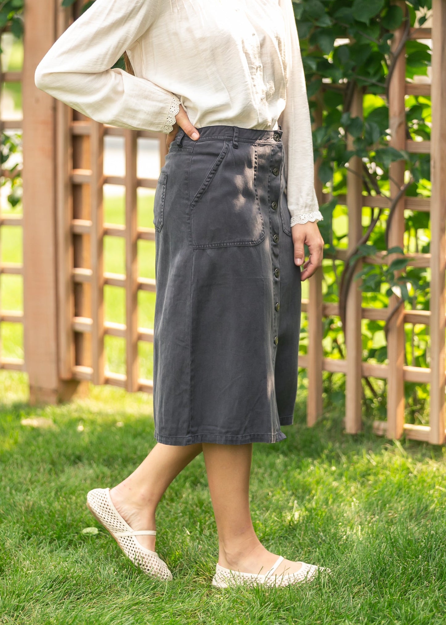 Tencel Button Up Skirt - FINAL SALE