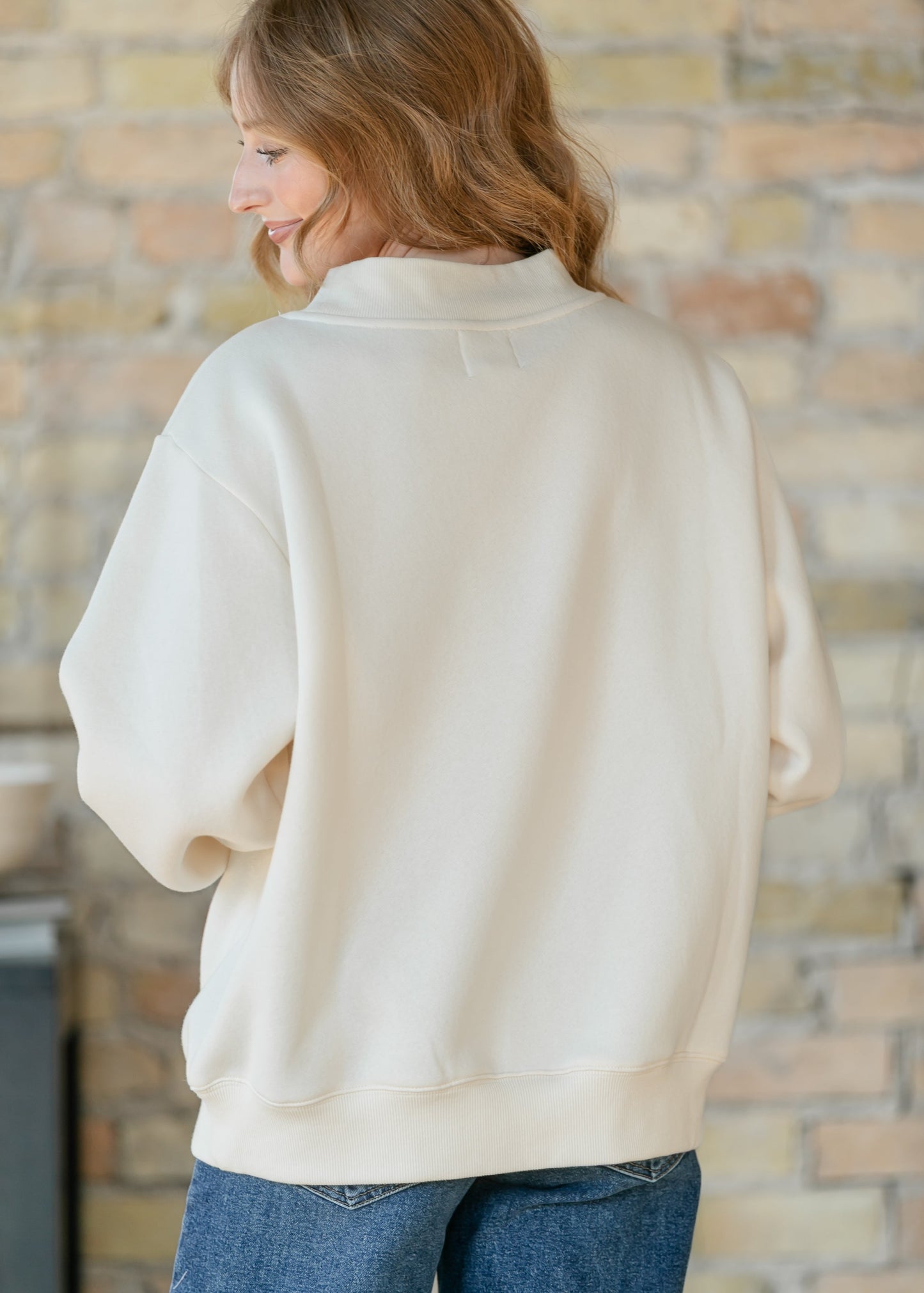 Things Between® Nelly Mock Neck Cream Sweatshirt