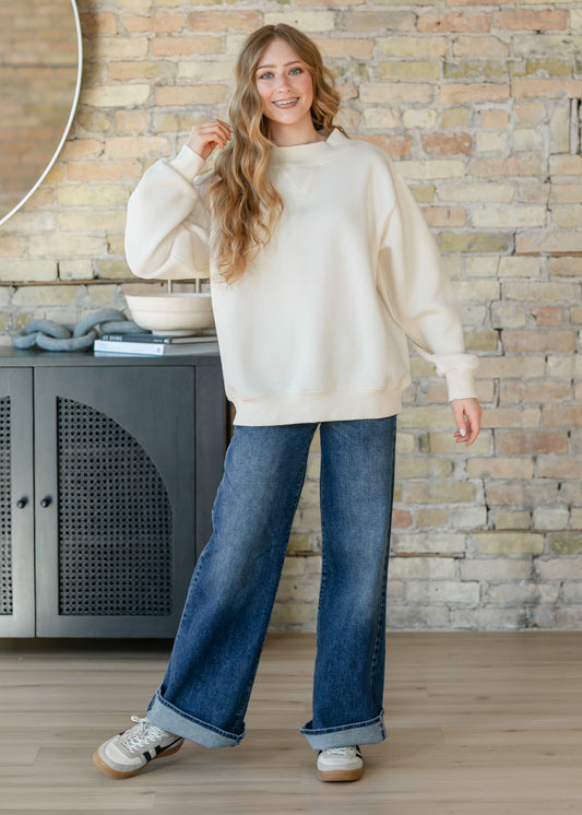 Things Between® Nelly Mock Neck Cream Sweatshirt