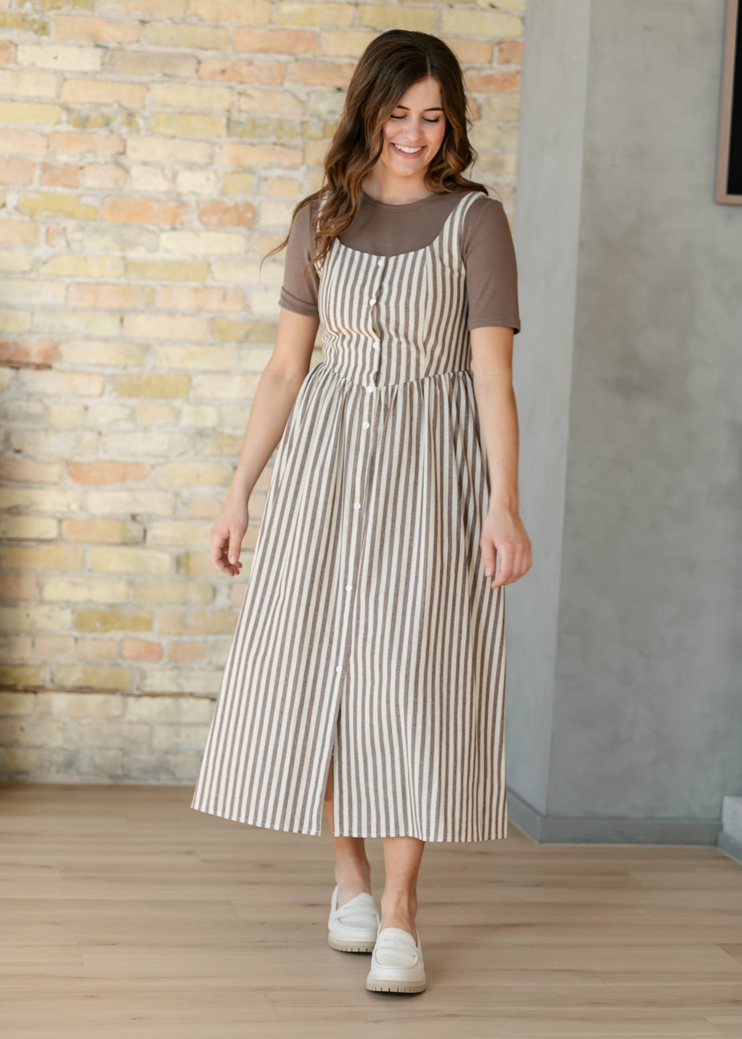 Things Between® Sleeveless Stripe Button Up Maxi Dress