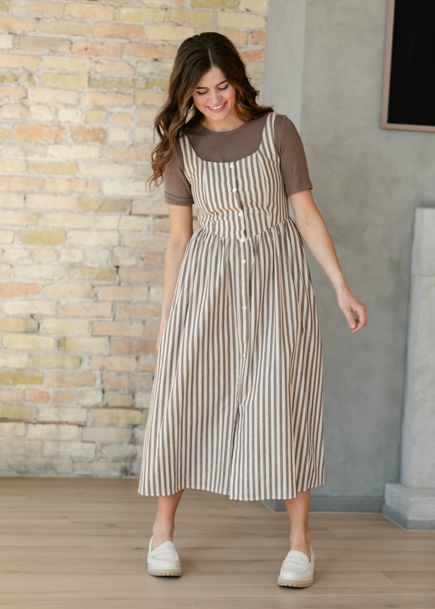 Things Between® Sleeveless Stripe Button Up Maxi Dress