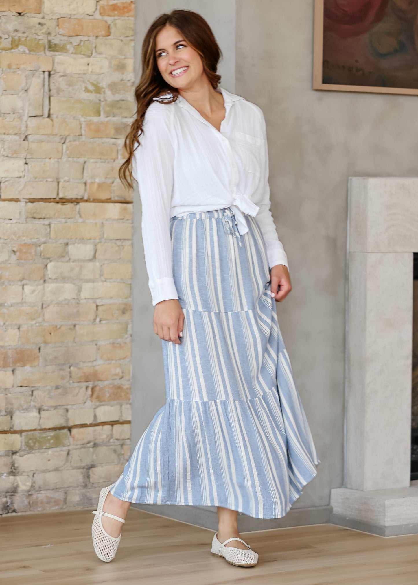 Thread & Supply® Benny Linen Blend Striped Skirt - FINAL SALE