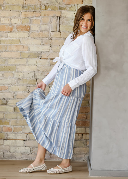Thread & Supply® Benny Linen Blend Striped Skirt - FINAL SALE