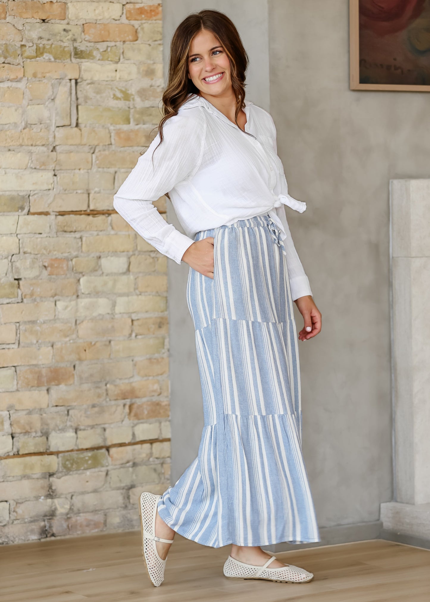 Thread & Supply® Benny Linen Blend Striped Skirt - FINAL SALE