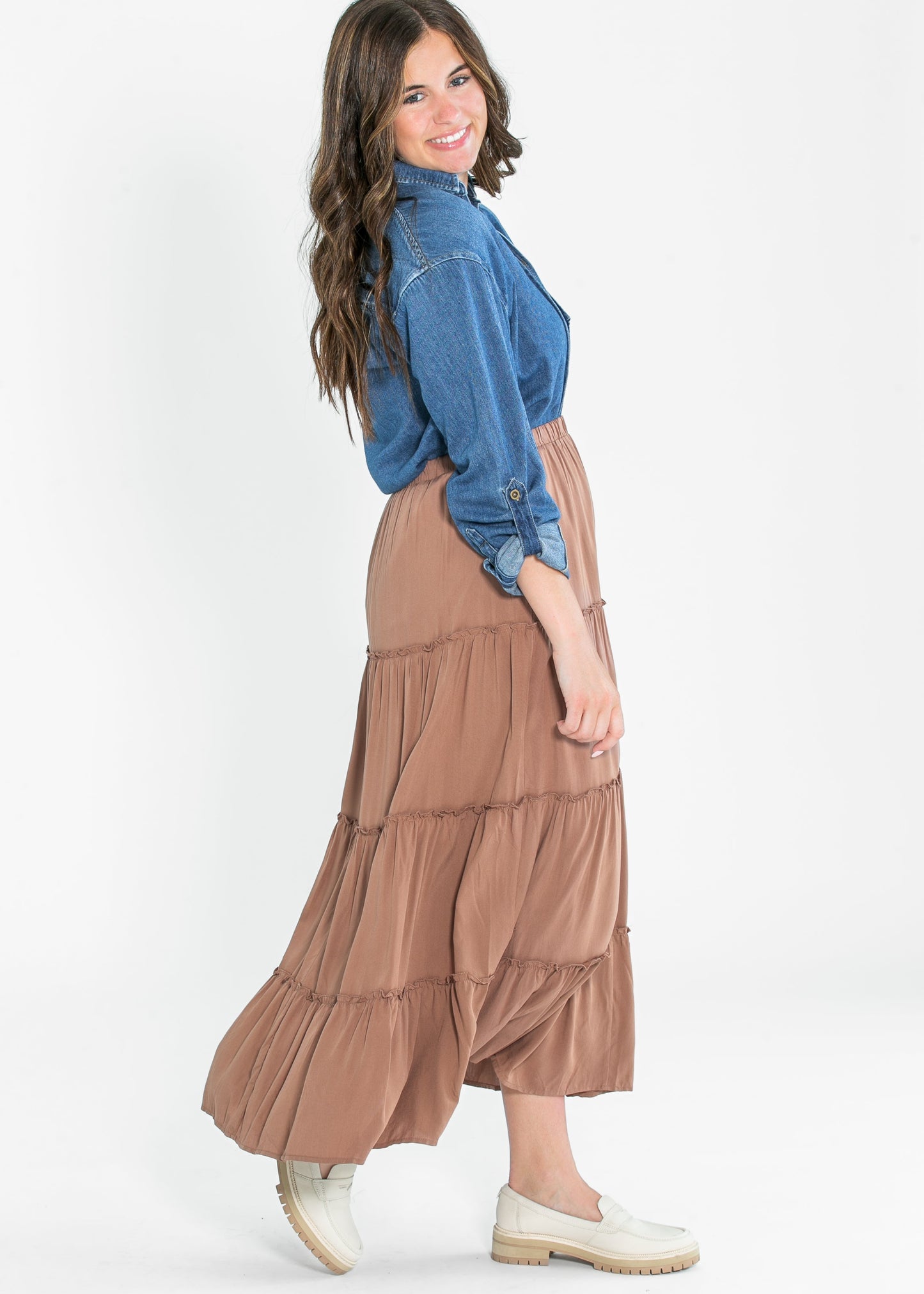 Tiered Elastic Waist Maxi Skirt - FINAL SALE