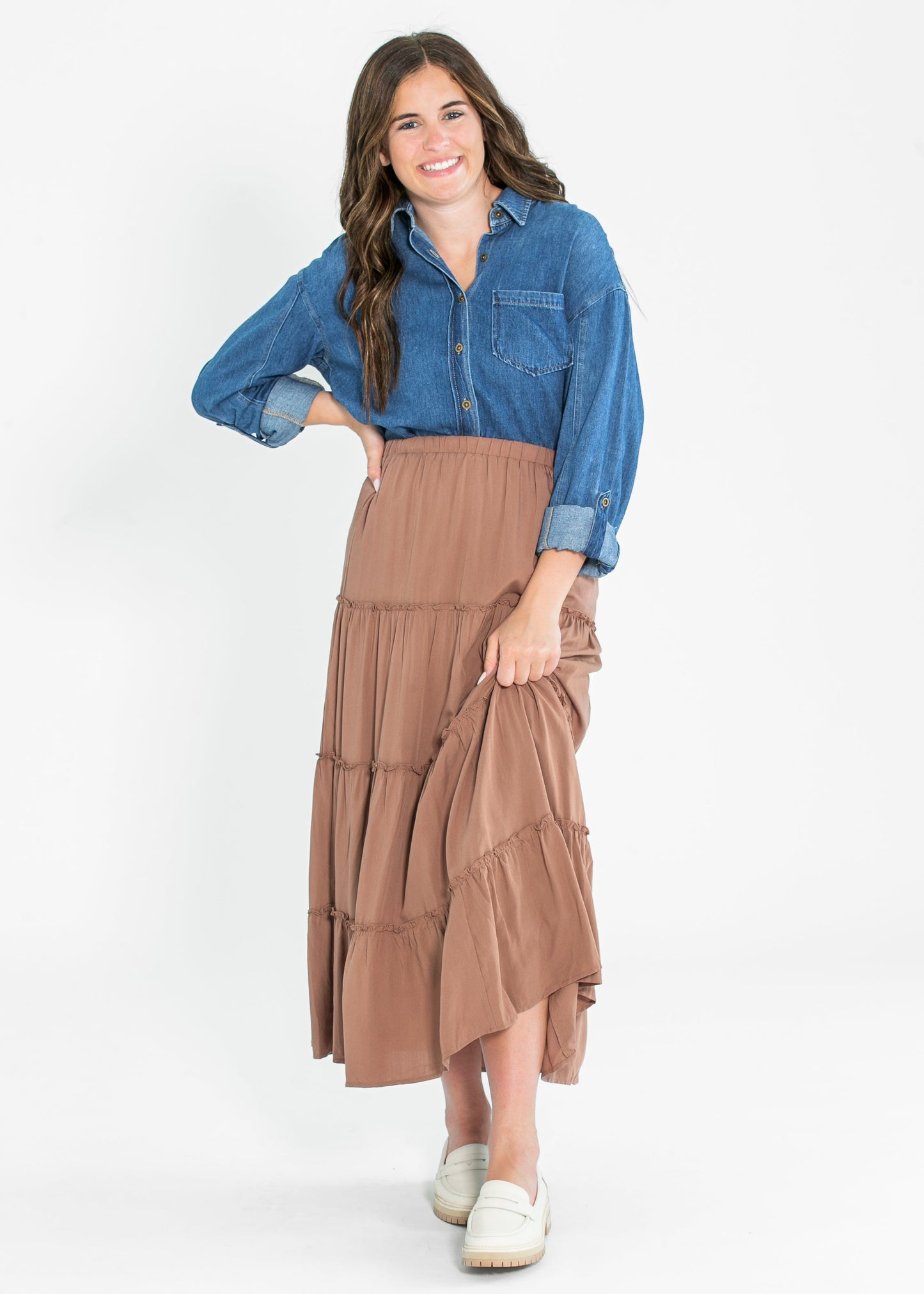 Tiered Elastic Waist Maxi Skirt - FINAL SALE